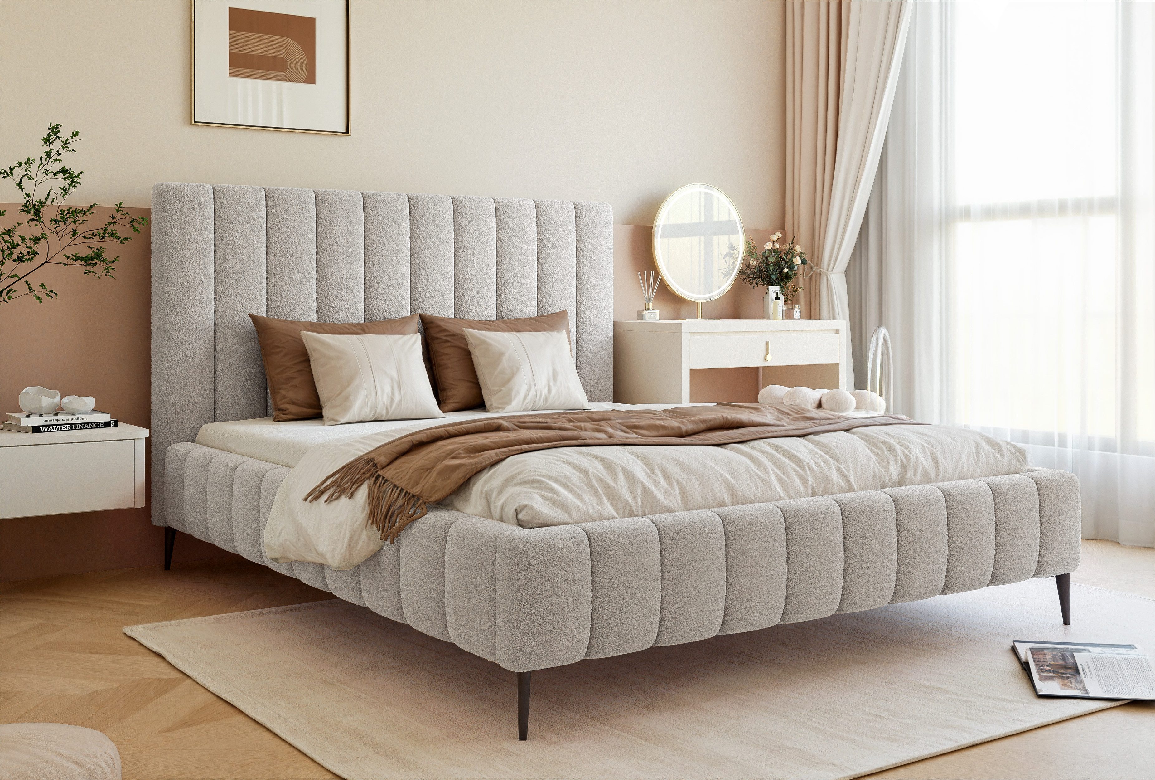 Goldstoff Polsterbett Luxuriöses Bett mit hohem günstig online kaufen