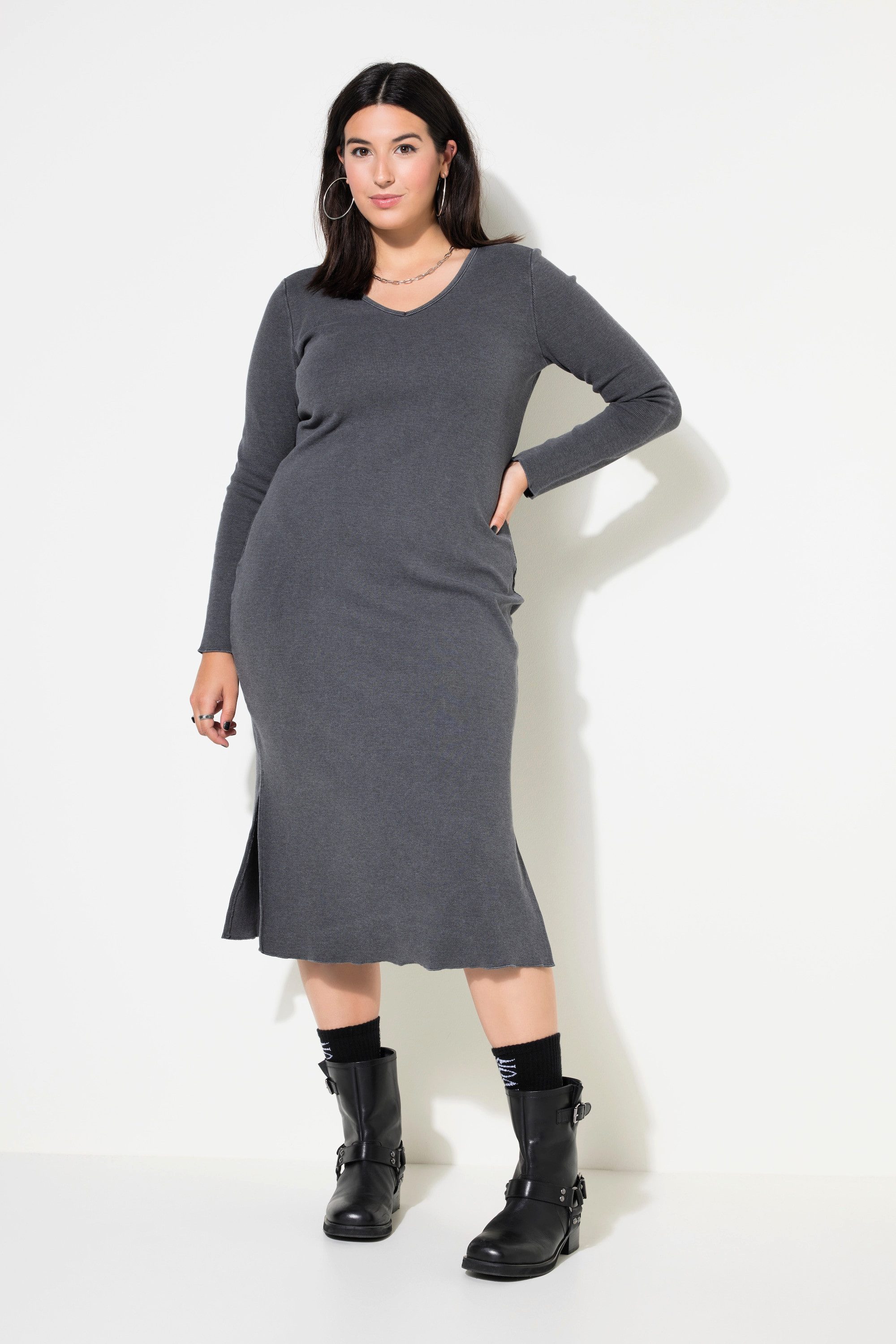Midikleid Schlauchkleid Slim Shape Rippjersey
