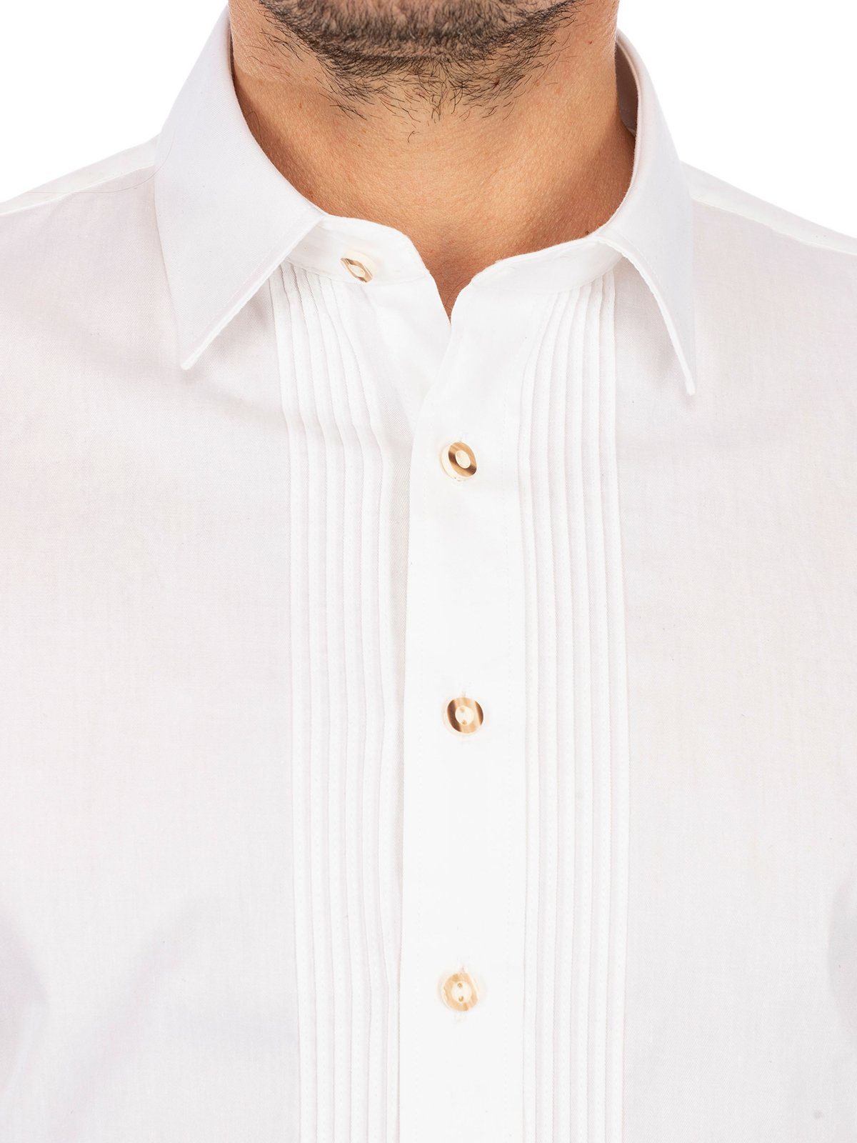Liegenkragen Trachtenhemd Fit) LF182 (Slim Hemd Almsach weiß