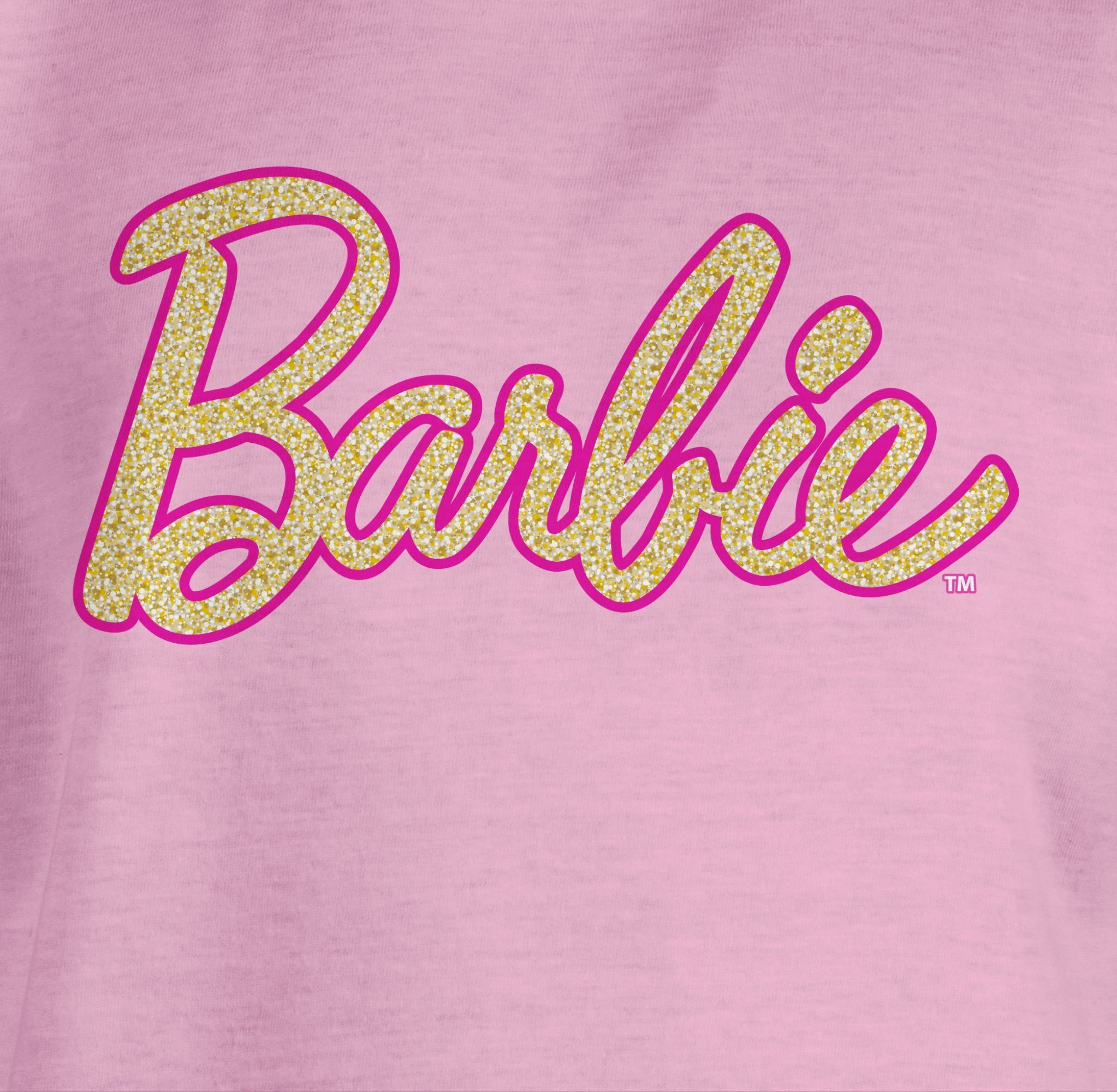 T-Shirt Mädchen 02 Barbie Glitzer Barbie Rosa Logo Shirtracer
