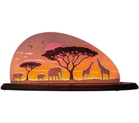 Weigla LED Dekolicht Safari, LED wechselbar, Neutralweiß, beidseitiges Motiv/ Motiv Afrika/ Erzgebirge garantiert LED wechselbar