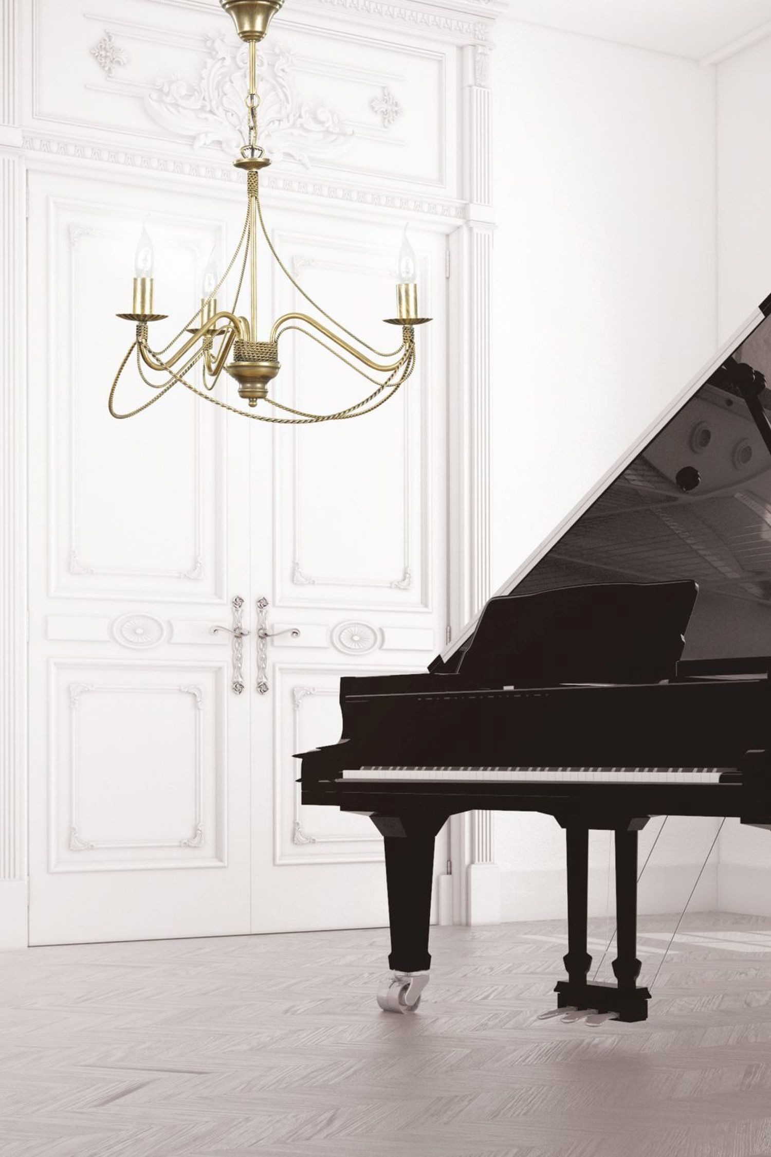 Licht-Erlebnisse Kronleuchter MARIA, ohne Leuchtmittel, Kronleuchter Gold Metall Rustikal 3-flammig E14