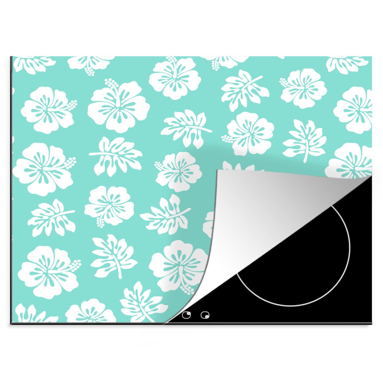 MuchoWow Herdblende-/Abdeckplatte Hawaii - Hibiskus - Blume - Muster, Vinyl, (1 tlg), 60x52 cm, Mobile Arbeitsfläche nutzbar, Ceranfeldabdeckung