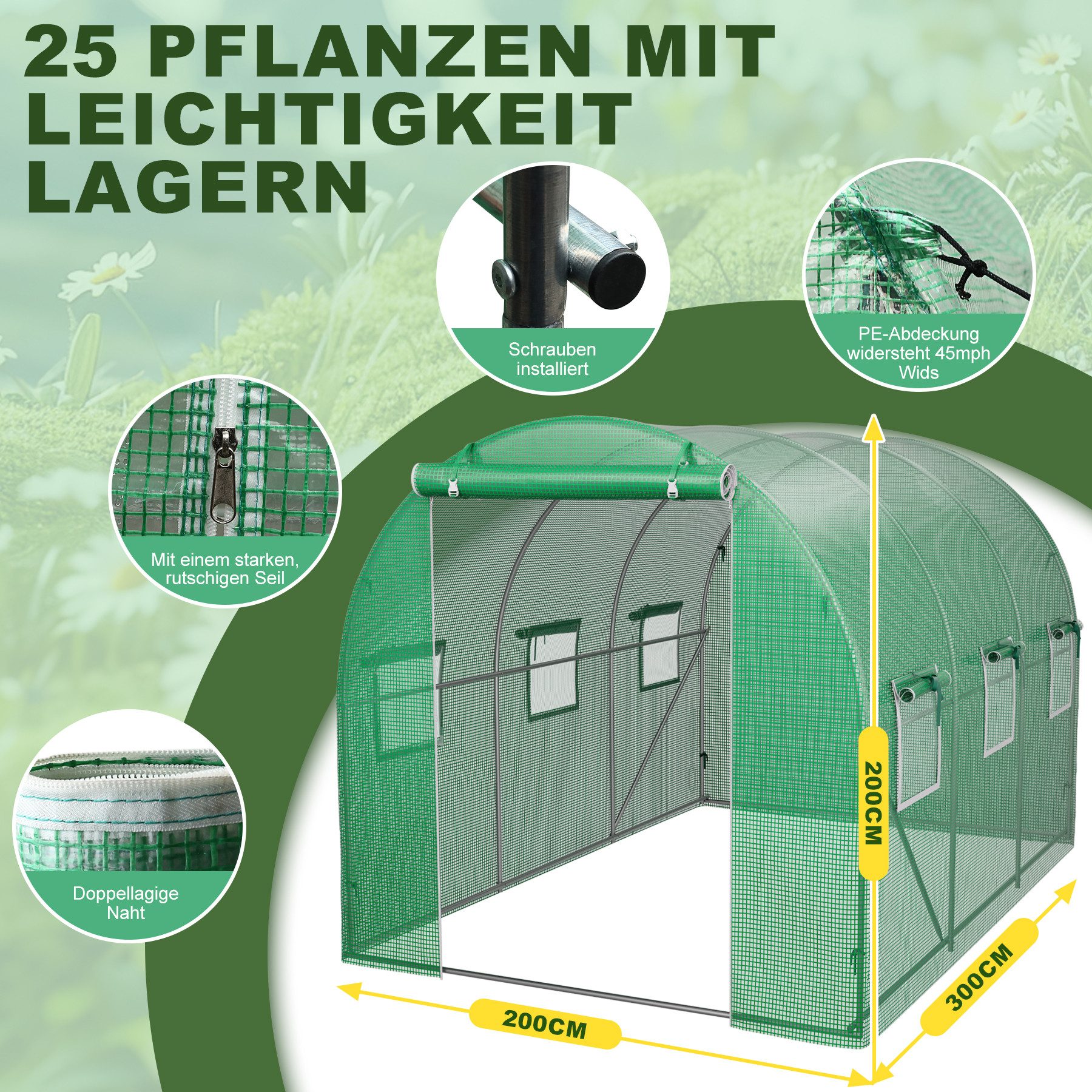 HomeMiYN Gewächshaus Robustes Groß-Gewächshaus – ganzjährig günstig online kaufen