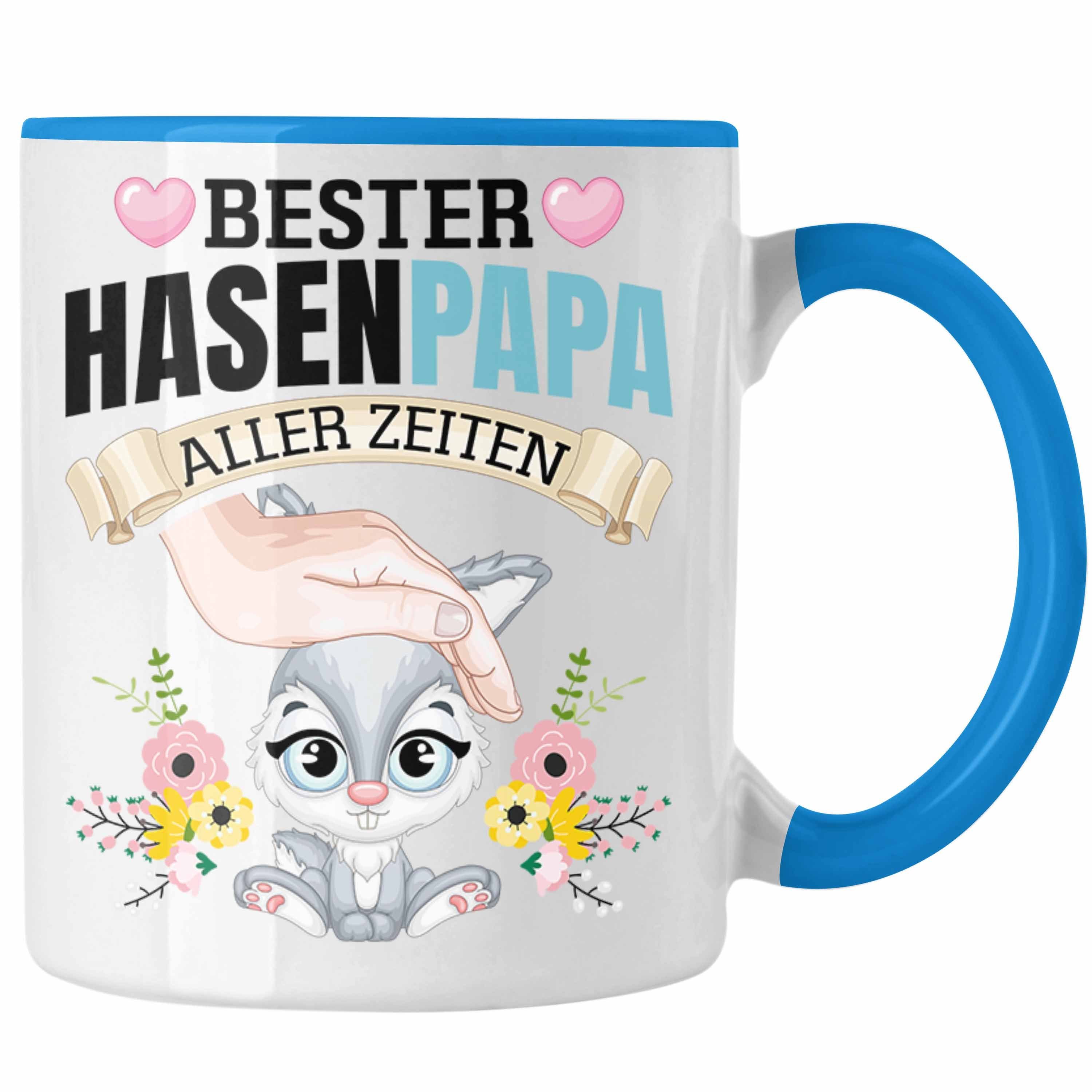 Trendation Tasse Hasen Tasse Geschenk Hasen-Besitzer Kaninchen Kinder Bester Hasen Papa Blau