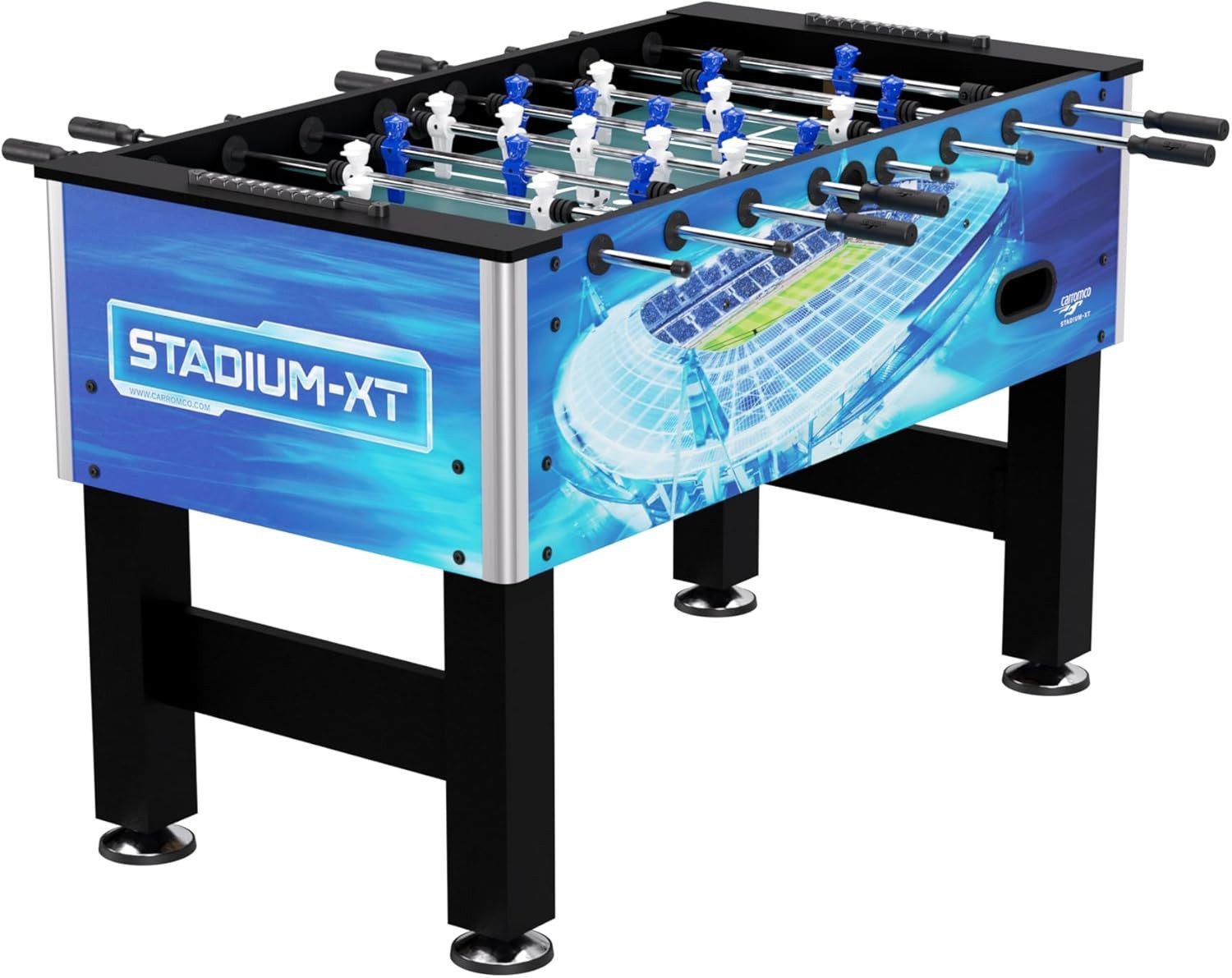 Carromco Kickertisch Stadium-XT - Profi Tischkicker für Erwachsene, 142x75x87,5 cm, Stabiler Korpus, Stahlstangen