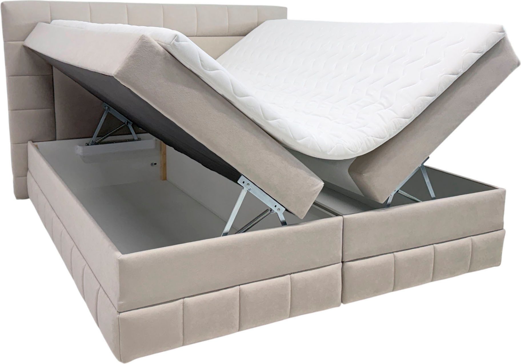 OTTO home Boxbett PHILLIPA inkl. Bettkasten, wahlweise mit LED-Leuchten, Breite: 180cm, inkl. Kaltschaum-Topper, in verschiedenen Farben erhältlich