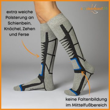 sockenkauf24 Skisocken 2 Paar Ski Strümpfe Herren & Damen Ski Socken lang Atmungsaktiv