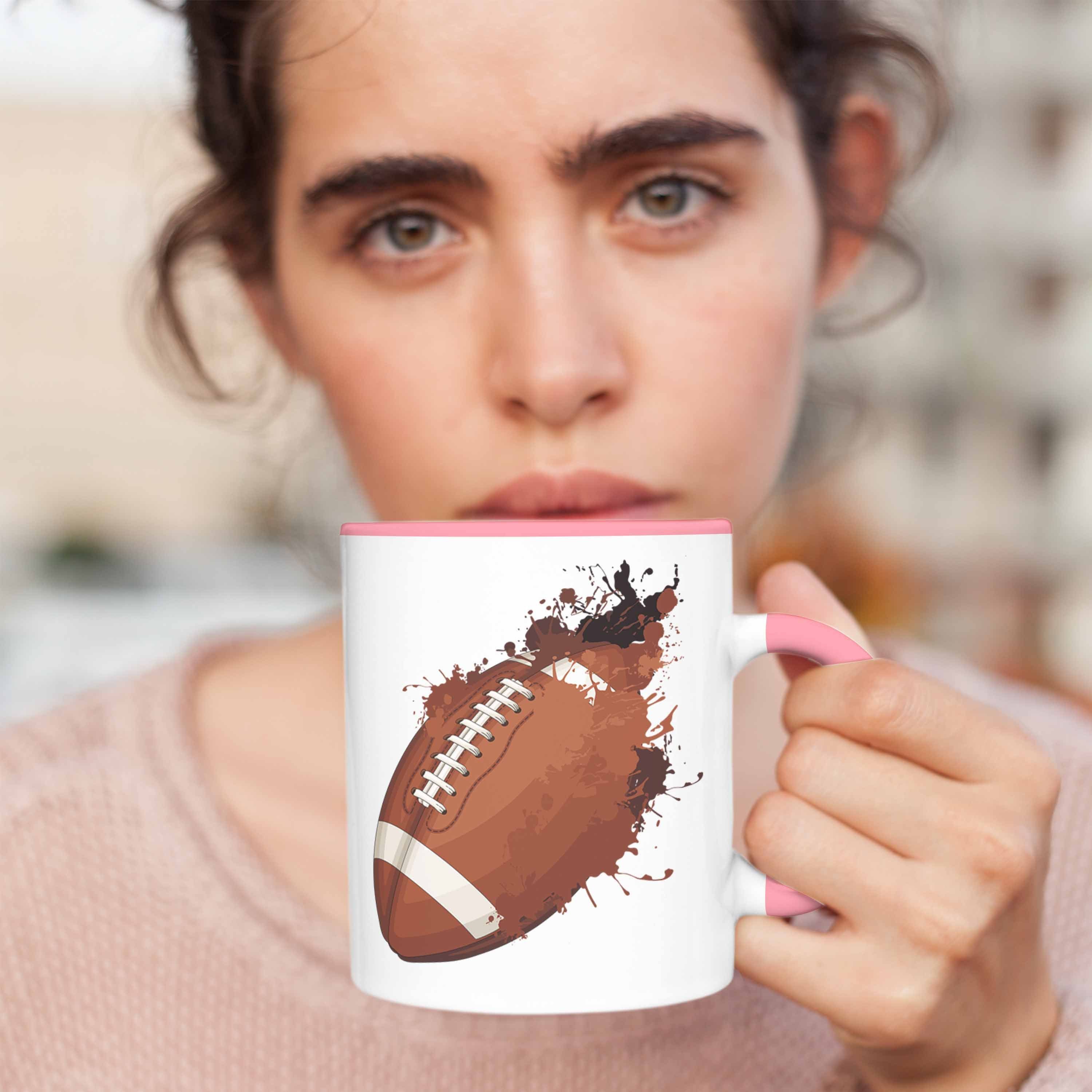 Tasse Football-Spieler Geschenk Football Trendation American Grafik Tasse Geschenkidee Rosa