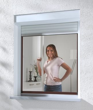 hecht international Insektenschutz-Fensterrahmen COMPACT, braun/anthrazit, flächenbündig, BxH: 100x120 cm
