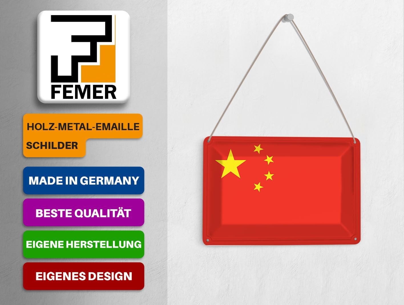 Femer GmbH Postkarte Flagge China 14x10 cm Flag of China, unfrankiert