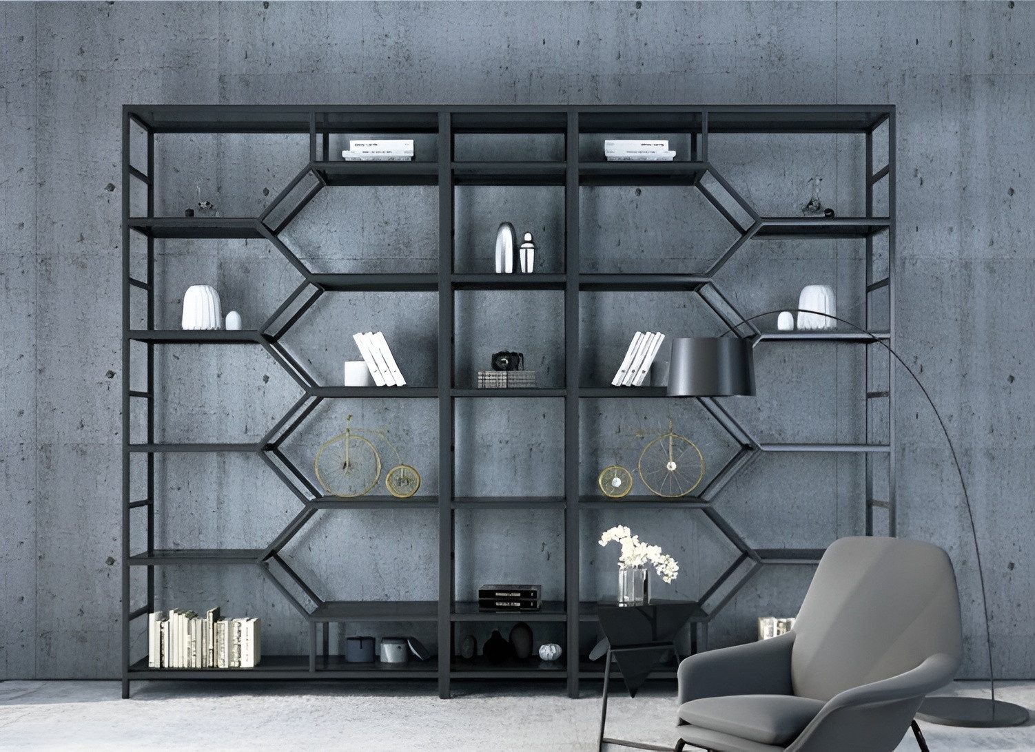 Xlmoebel Standregal Luxuriöse Metallregale im Designer-Stil für modernen Loft-Charakter, Hergestellt in Europa