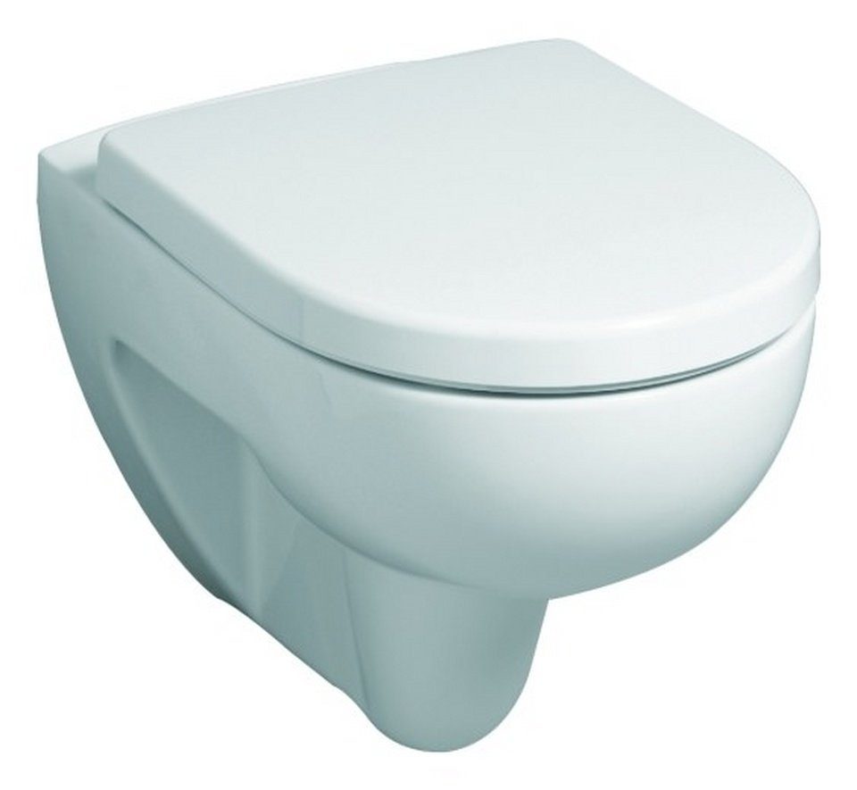 GEBERIT WC-Sitz Renova Plan, WC-Sitz mit Deckel ohne Absenkautomatik, rundes Design - Weiß Alpin