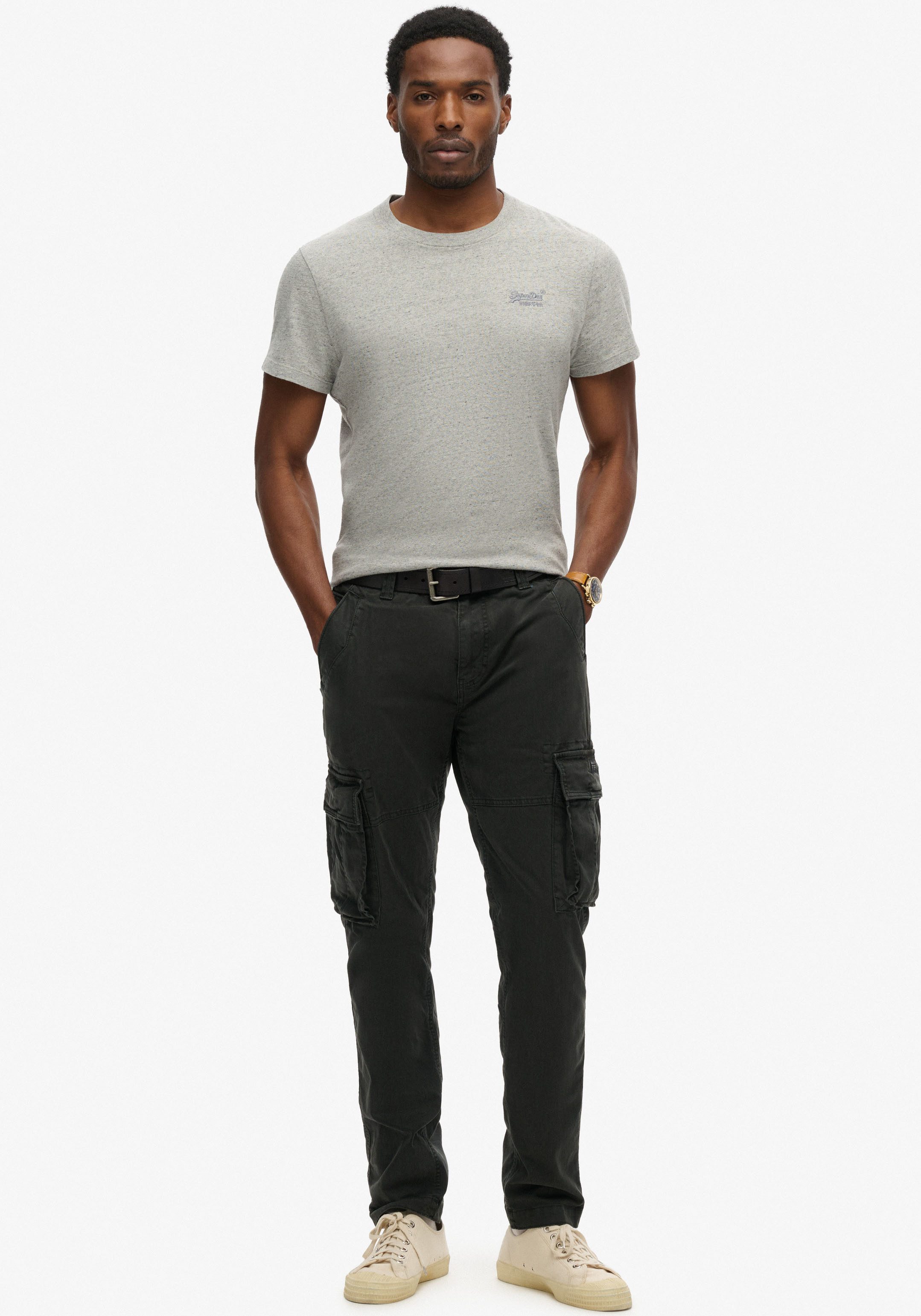 Superdry Cargohose Core Cargo Pant aus Baumwollmischung mit Elasthan, Straight Fit, knöchellang