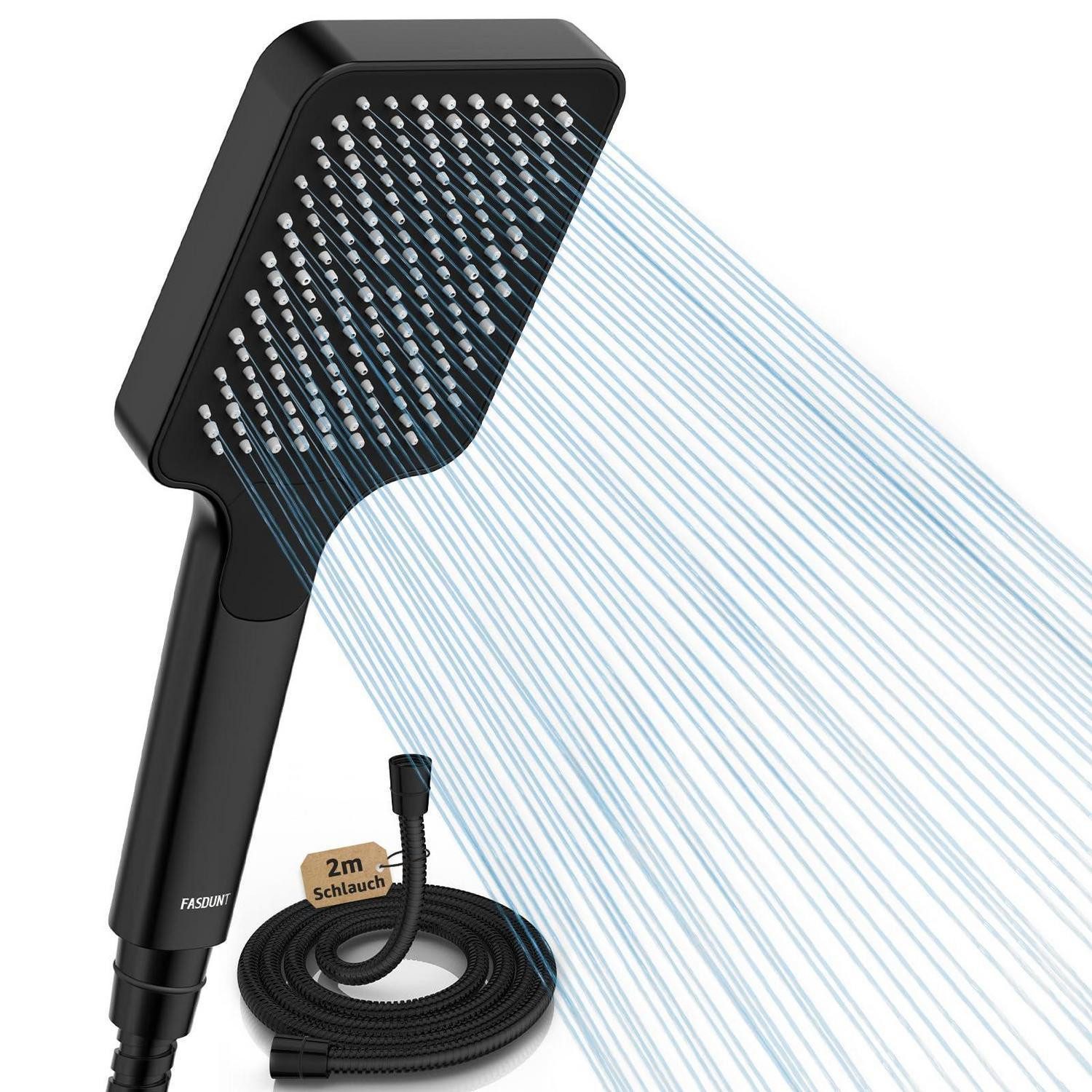 LuxusKollektion Regenduschkopf Duschkopf Regendusche Durchflussbegrenzer Schlauch 2m Chrom