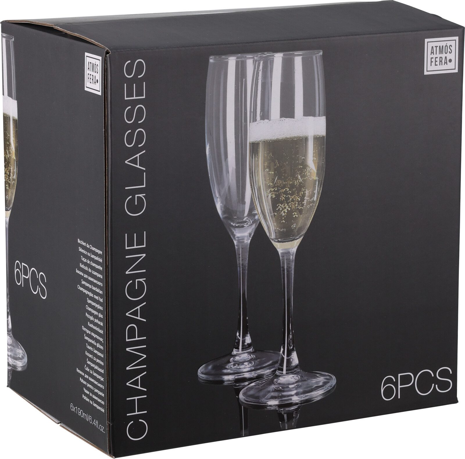 Koopman Sektglas Champagnergläser Sektgläser Gläserset Gläser Glas 6tlg, 6-tlg., Glas, Kristallglas, 190ml, Transparent, Klassisch, Feier – Bild 5 von 5