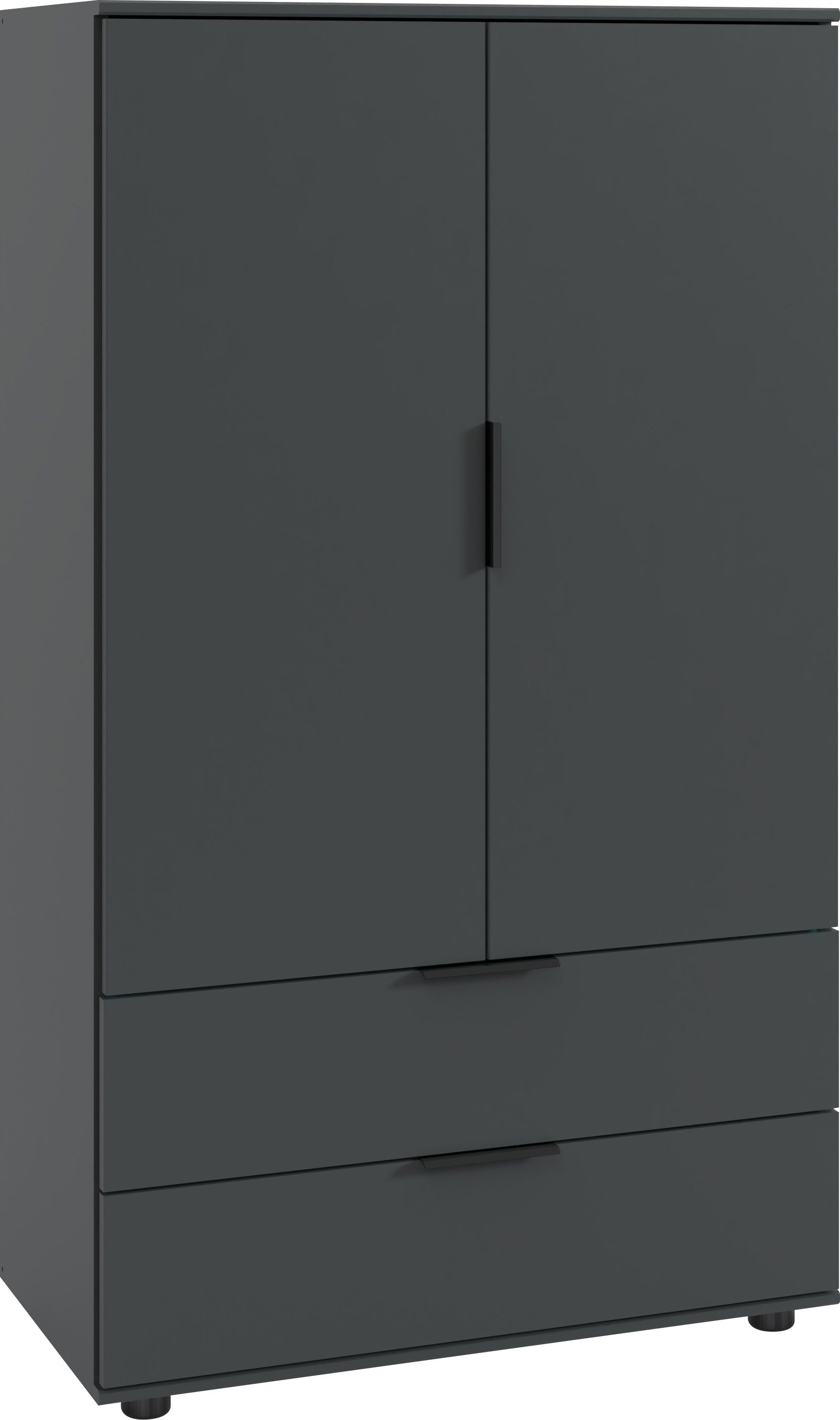 Wimex Wäscheschrank Easy Plus Kleiderschrank Garderobe 2 Schubladen, 81 oder 130cm breit in verschiedenen Farben, moderne Optik mit schwarzen Metallgriffen