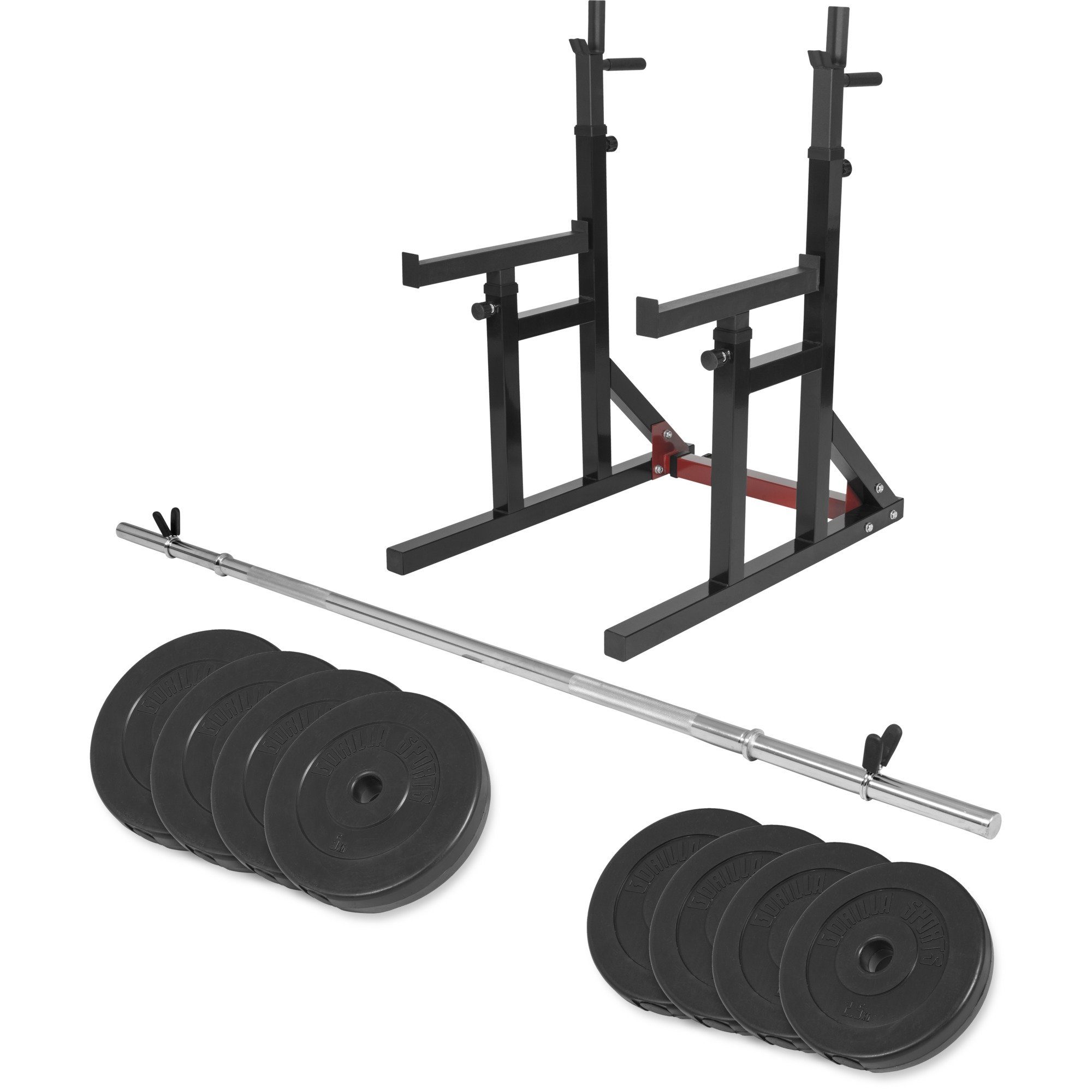Kraftstation Squat Rack - mit Hantelset, Ablage, verstellbar - Langhantelständer