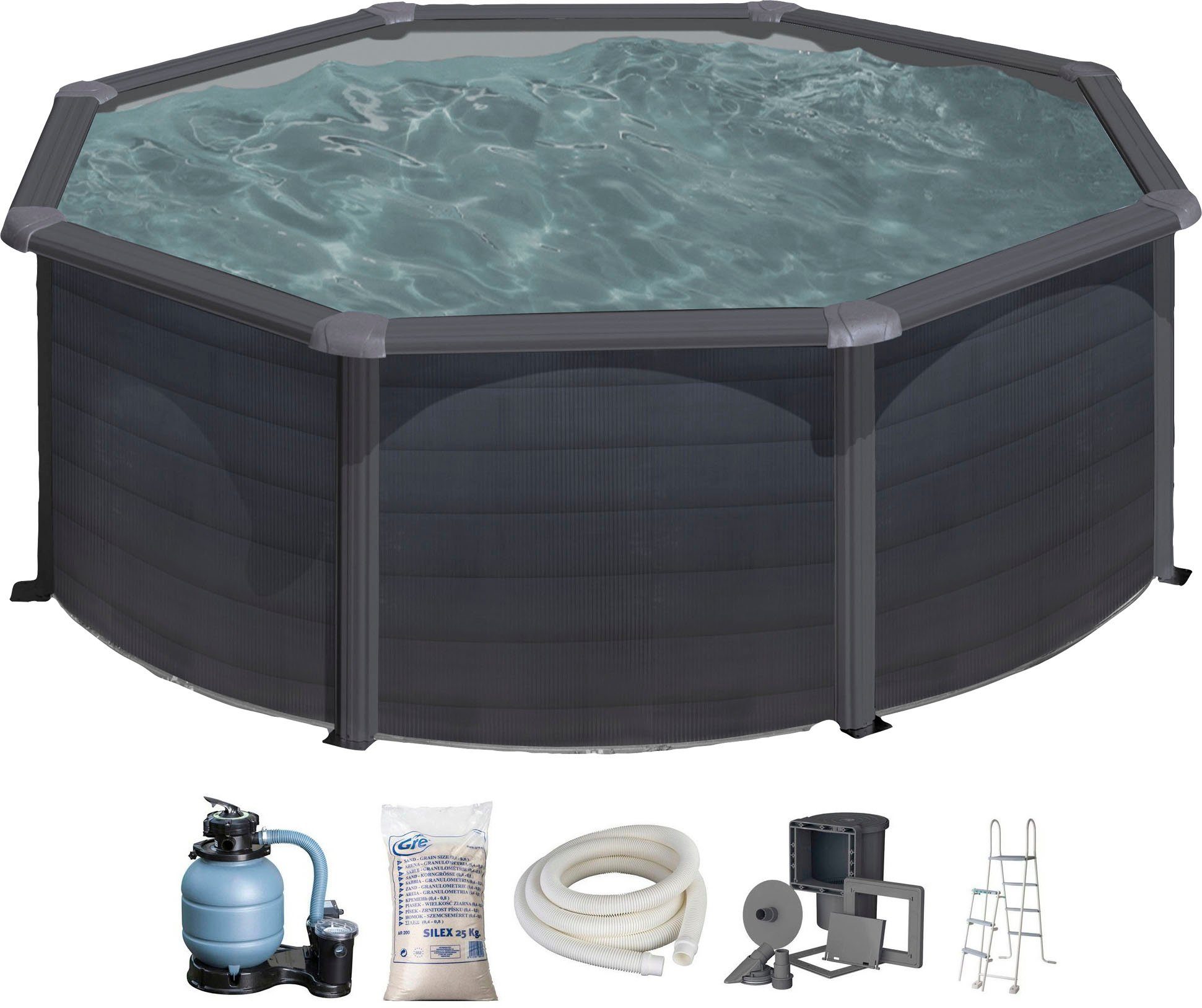 Gre Rundpool GRAPHITE (Set), 4-tlg., Stahlwandpool, günstig online kaufen