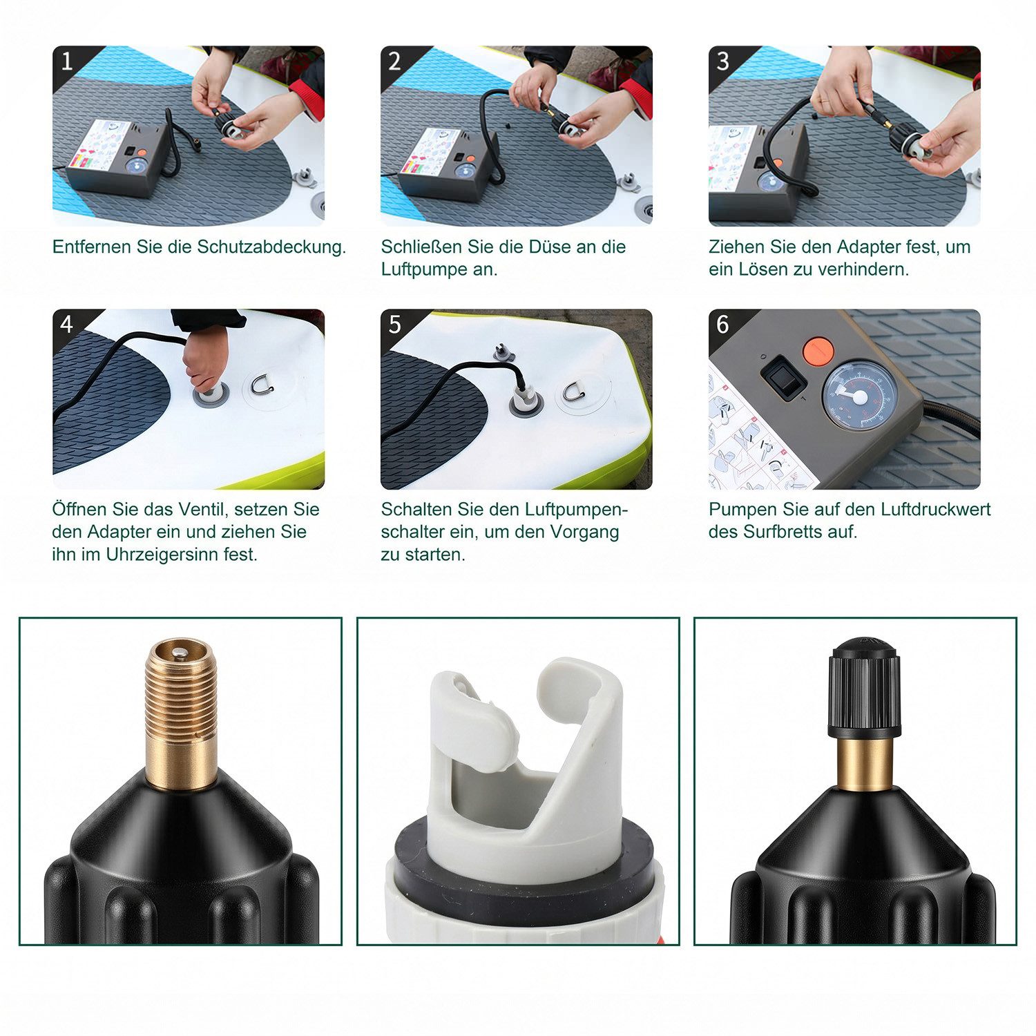 MOPUEA SUP-Pumpe Adapter für Schlauchboote Kompressor Luft Ventiladapter (Adapter Konventionelle Aufblasbares Boot Luftpumpe Luftventiladapter, 1-tlg), Konverte – Bild 4 von 5
