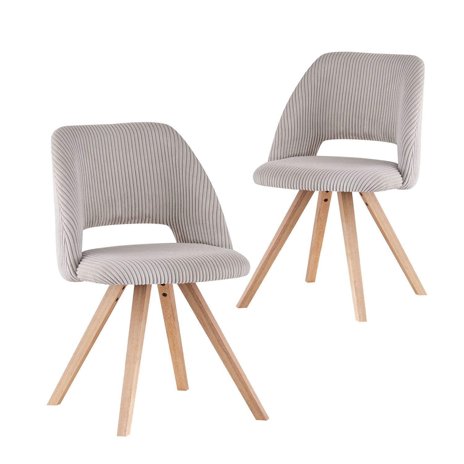 B&D home 4-Fußstuhl VICKY (2er Set, 2 St), gepolstert, Kordstoff, Holzbeine günstig online kaufen