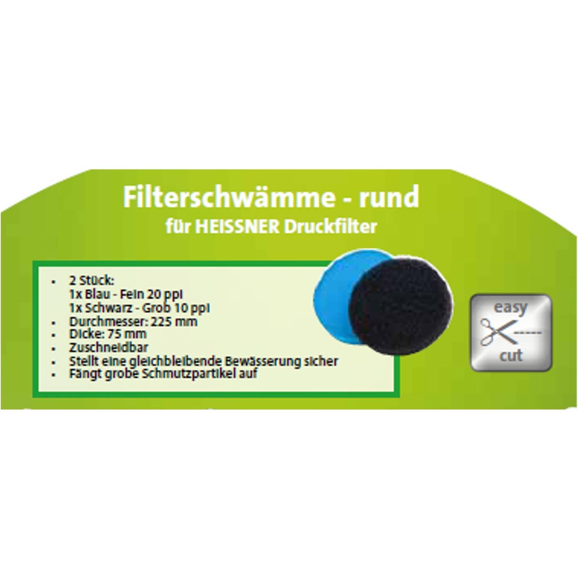 Heissner Teichfilter Filterschwamm Filtermaterial Filter rund 2er Pack (1 St)