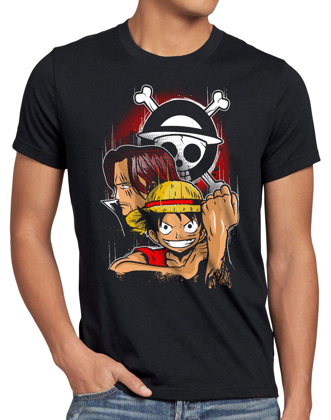 Herren anime manga strohhut D. bande Monkey T-Shirt style3 Print-Shirt Ruffy