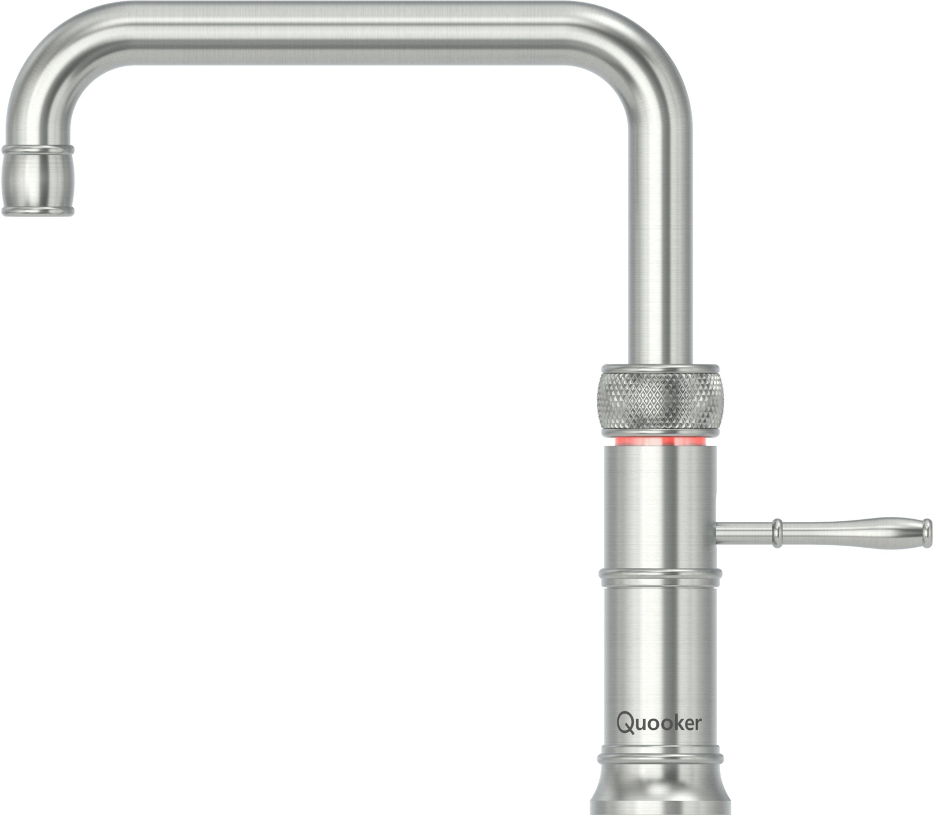 QUOOKER Küchenarmatur QUOOKER CLASSIC (2-St) Edelstahl mit 2 SQUARE mit FUSION CUBE Trinkwassersystem Kochendwasserhahn COMBI+ B 100°C (22+CFSRVSCUBE)