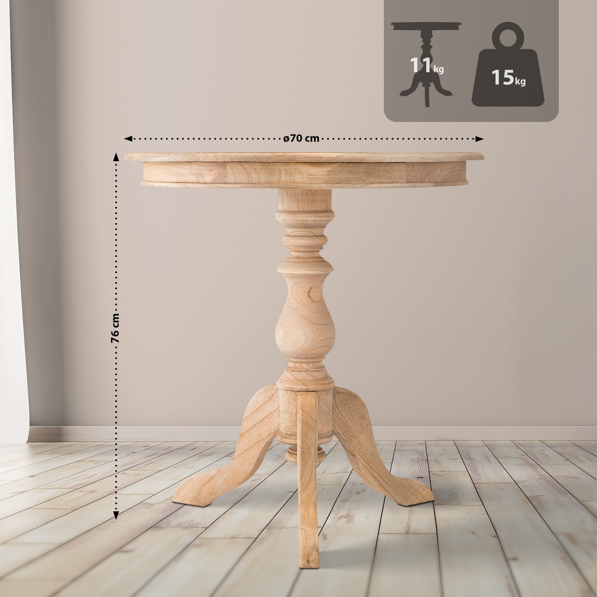 CLP Beistelltisch Wiva (1er), runder Tisch aus Mindiholz, 70 cm Durchmesser günstig online kaufen
