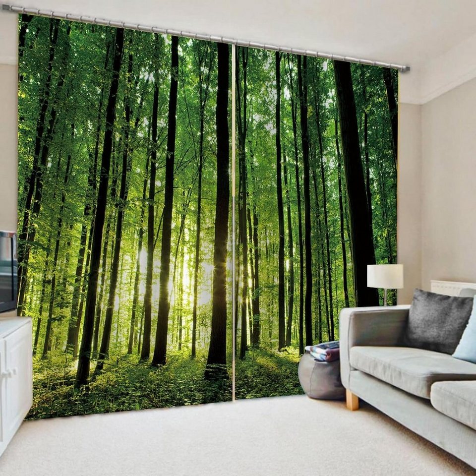 Vorhang 2er Set Landschaft Vorhang Blickdicht Gardinen, UE Stock,  Schlafzimmer Wohnzimmer 220x214cm *** BESTER PREIS ***