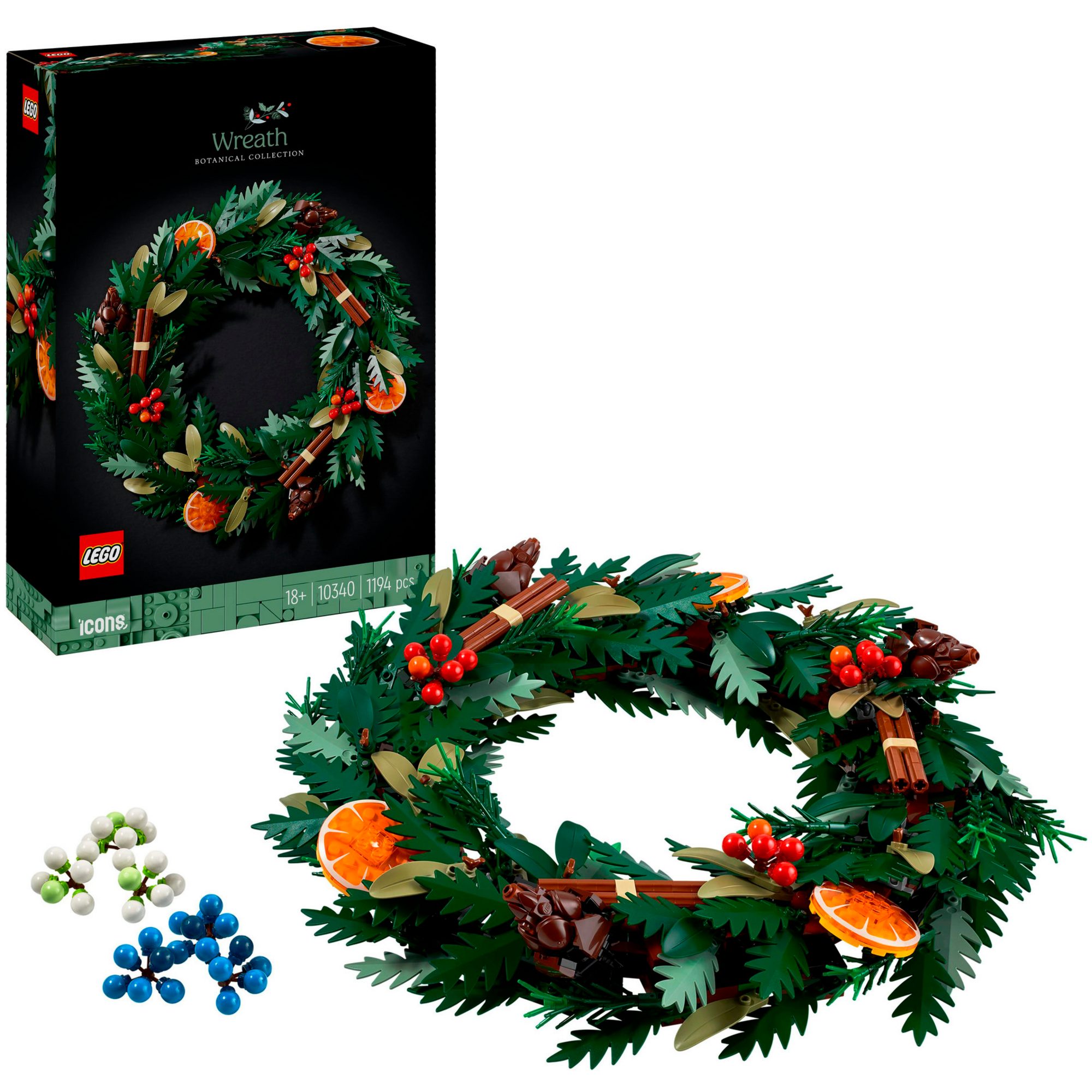 LEGO® LEGO Icons Weihnachtskranz, Konstruktionsspielzeug Konstruktionsspielsteine, (1194 St)