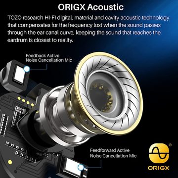 TOZO NC9 Bluetooth 5.3 Mit Hybrid Active Noise Cancellation In-Ear-Kopfhörer (Stilvolles Design und bequemer Tragekomfort für den ganzen Tag., Stereo In-Ear Headphones mit Immersive Sound, 3 Microphones)