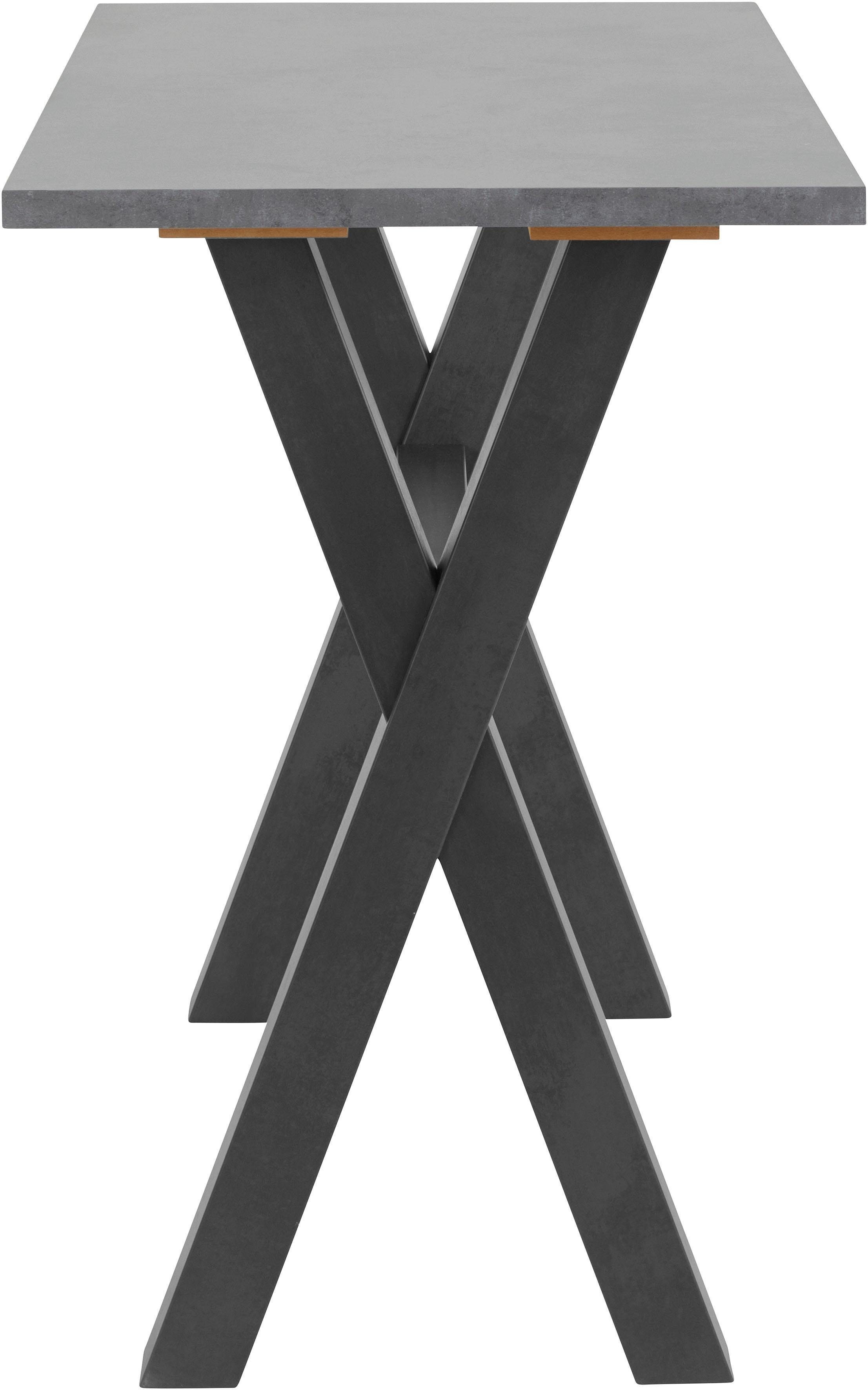 Mäusbacher Bartisch, Gestell in X-Form (Breite 140 oder 120, cm) 160 schwarzstahl/graphitfarben