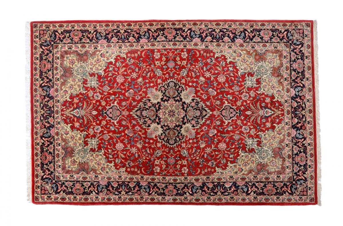 Orientteppich Isfahan Seidenkette 139x214 Handgeknüpfter Orientteppich, Nain Trading, rechteckig, Höhe: 6 mm