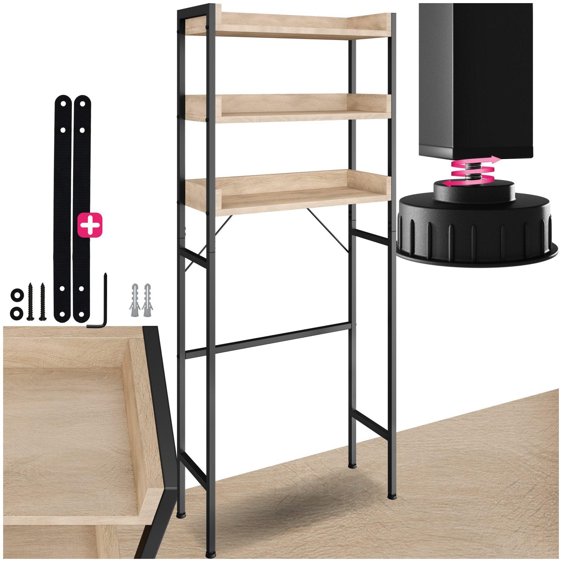 tectake Badregal Badezimmerregal, Set 1-tlg., Industrial günstig online kaufen
