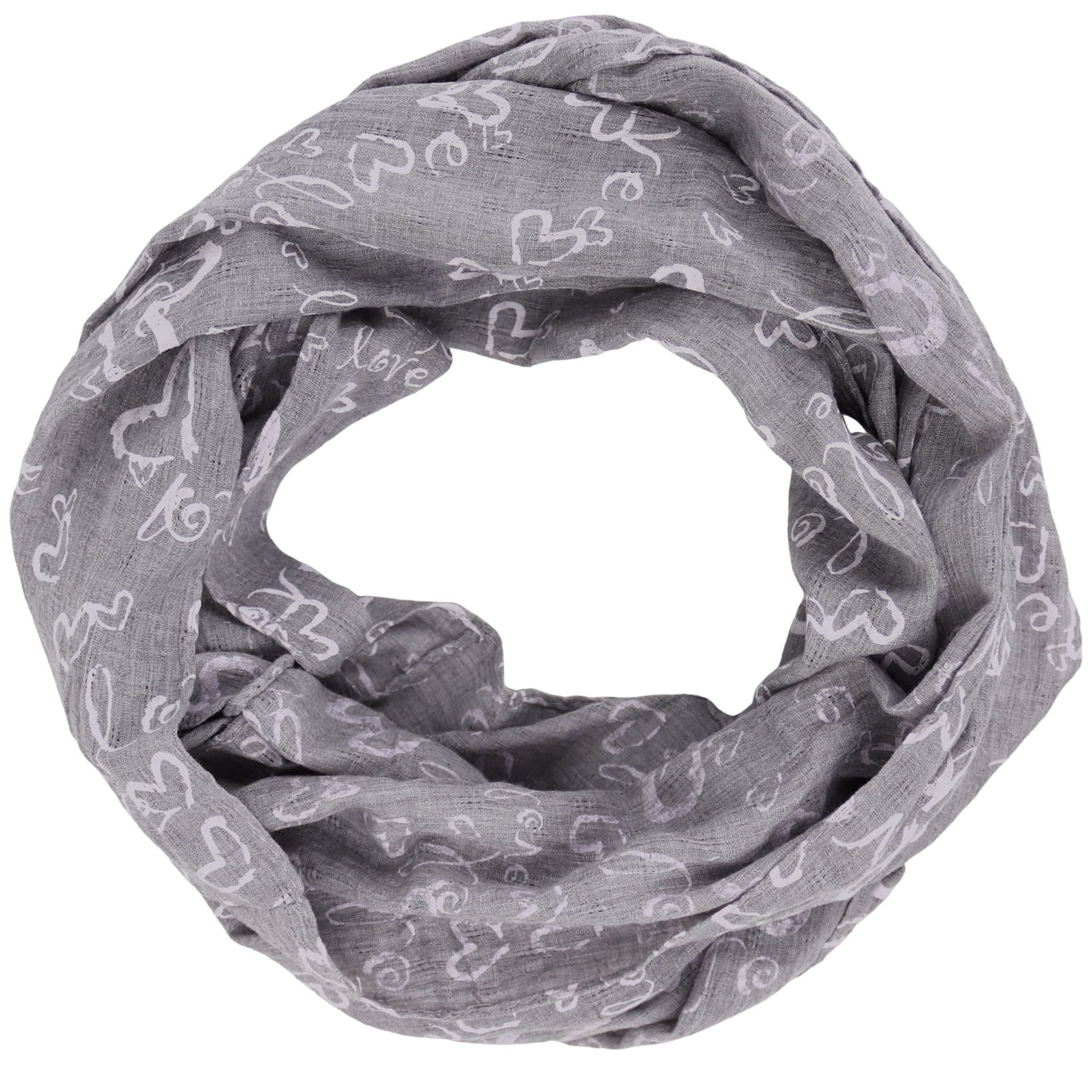 Loop Damen Schal mit Love Herz Muster Weich aus 100% Baumwolle