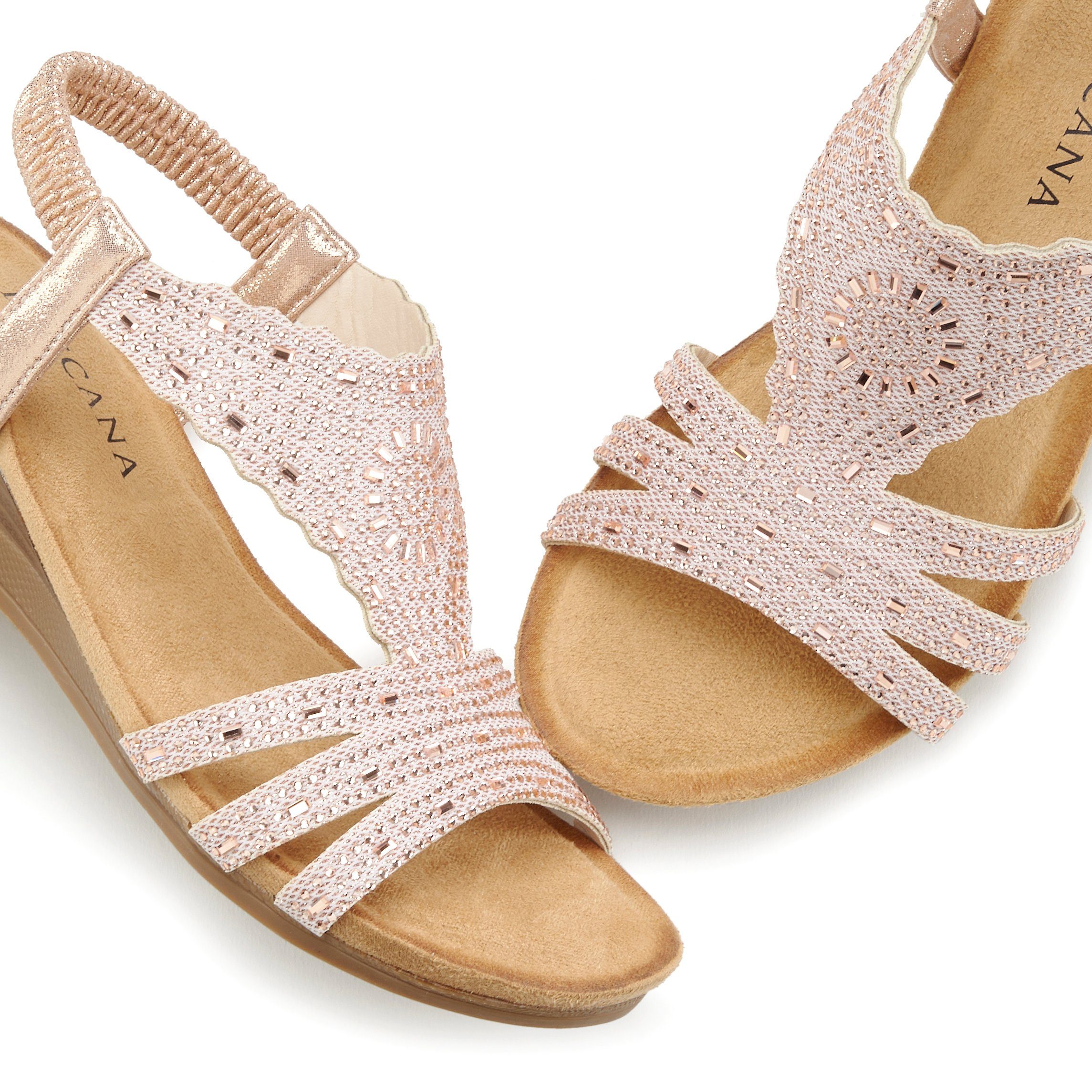 LASCANA Elegante Sommer‑Sandalette Keilsandalette mit Glitzerdetails, Keilabsatz & elastischem Riemchen – Bild 5 von 5