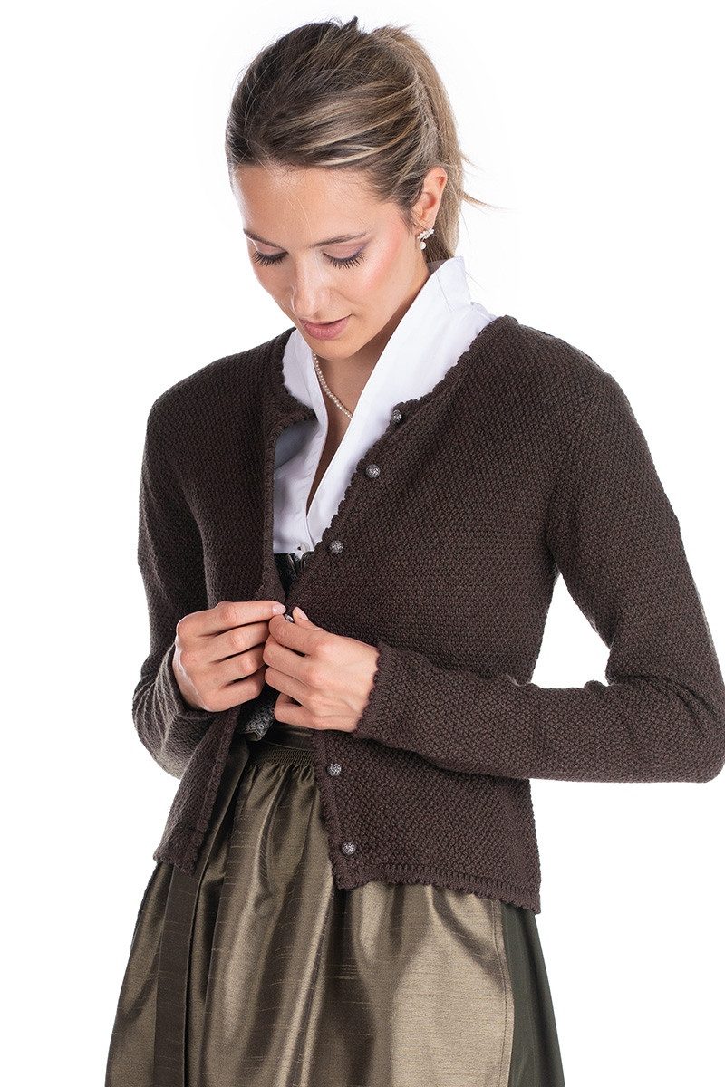 MarJo Trachtenstrickjacke Trachten Strickjacke - VILSECK II - mauve, schoko