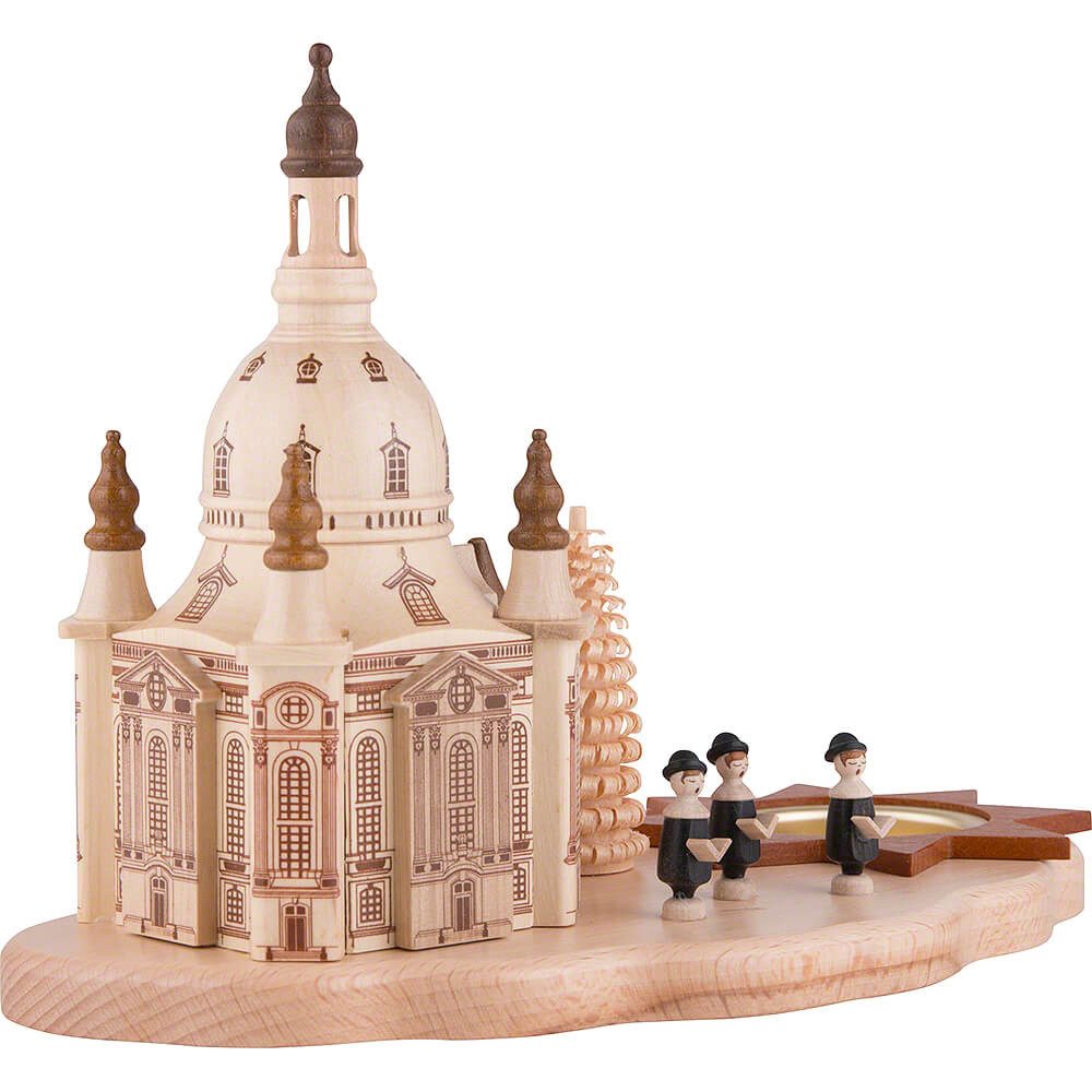 Dregeno Erzgebirge Schwibbogen Teelichthalter mit Dresdner Frauenkirche und Kurrende (14,5cm) von Dre