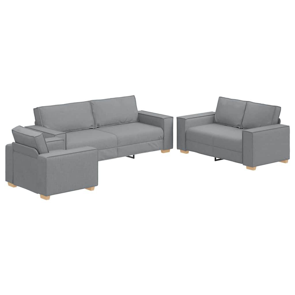 vidaXL Sofa Sofa 3 pcs Hellgrau Leinenmischgewebe, 3 Teile günstig online kaufen