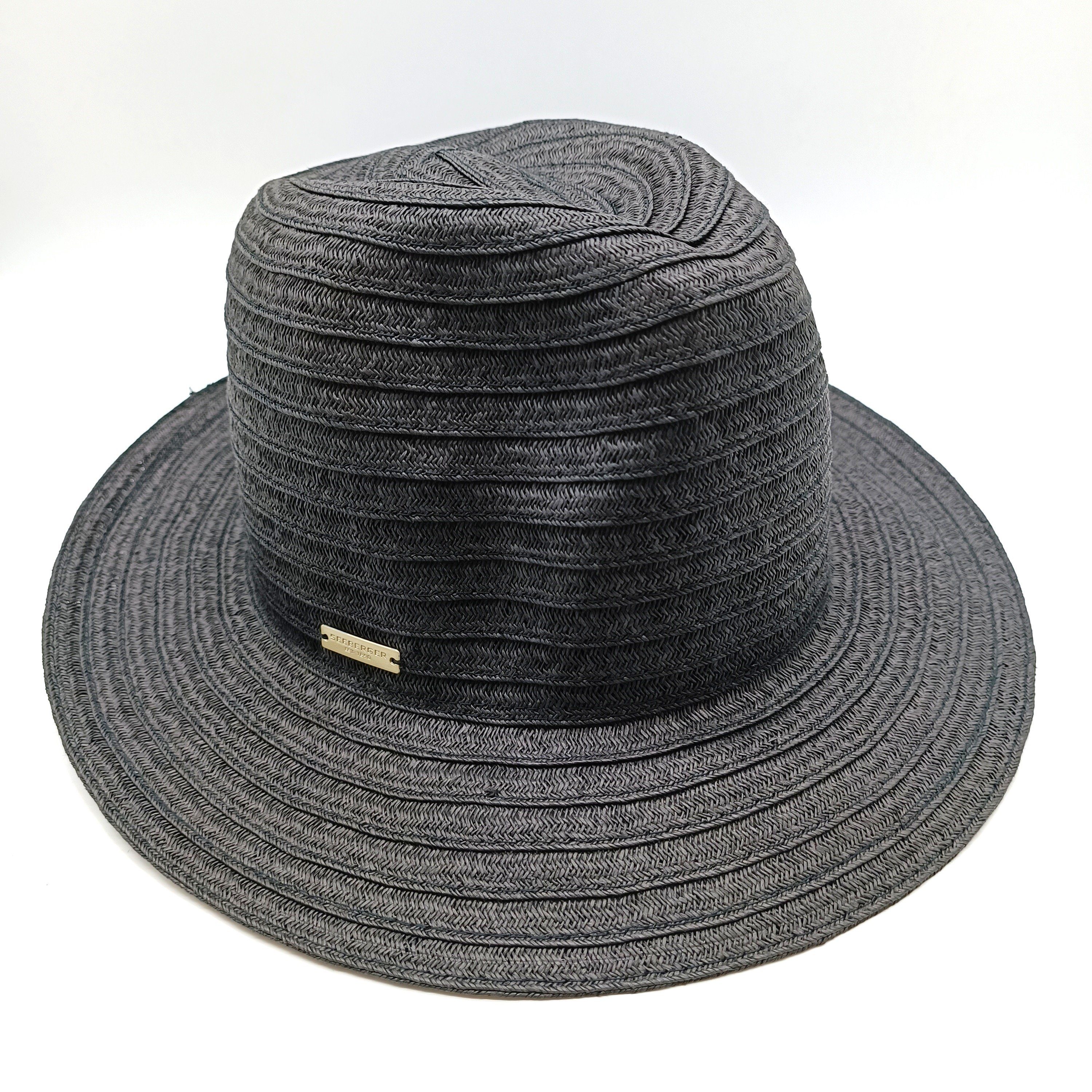 Seeberger Strohhut Borten Fedora black