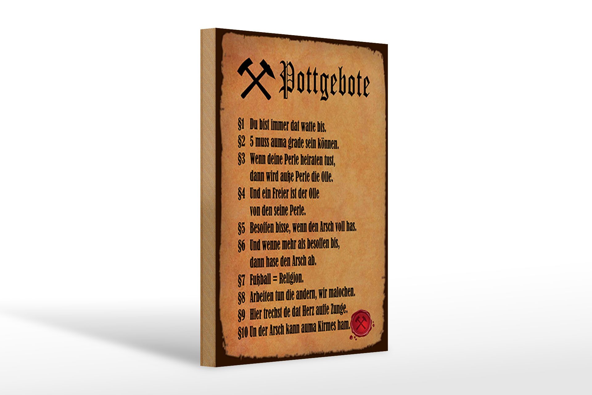 Holzbild Spruch 20x30cm Pottgebote du biste immer dat