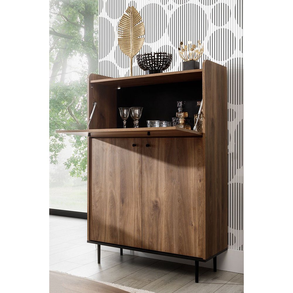 Lomadox Barschrank VAREDO-132 in Eiche Nb. Wohnzimmer Möbel im modernen Vin günstig online kaufen