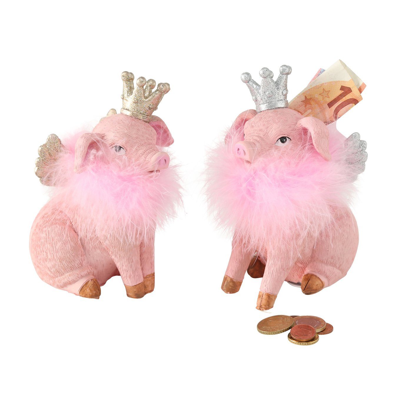 BOLTZE GRUPPE GmbH Spardose Spardose Piggy Schwein 2 sort. H.14 cm Kunstharz rosa Stückpreis