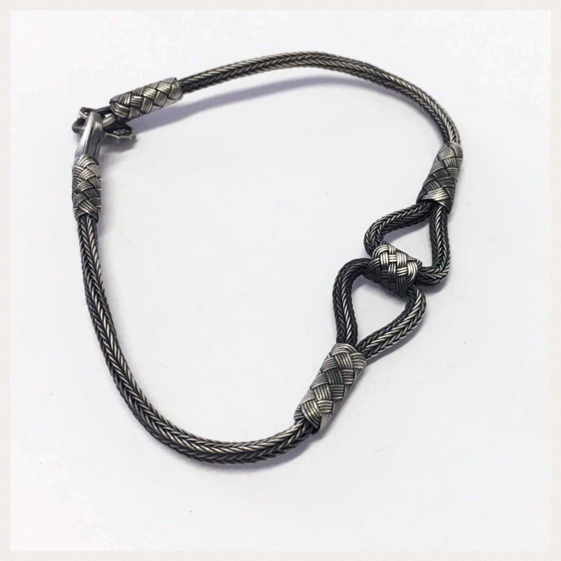 Edelschmiede925 Silberarmband geflochtenes Armband 925 Sterling Silber geschwärzt 21 cm
