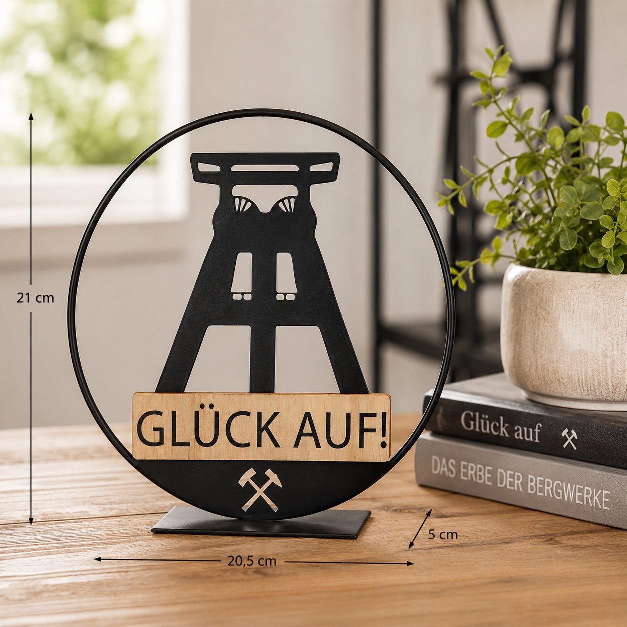 GILDE Skulptur Standrelief Glück auf rund Metall Wohnaccessoire Deko (1 St)