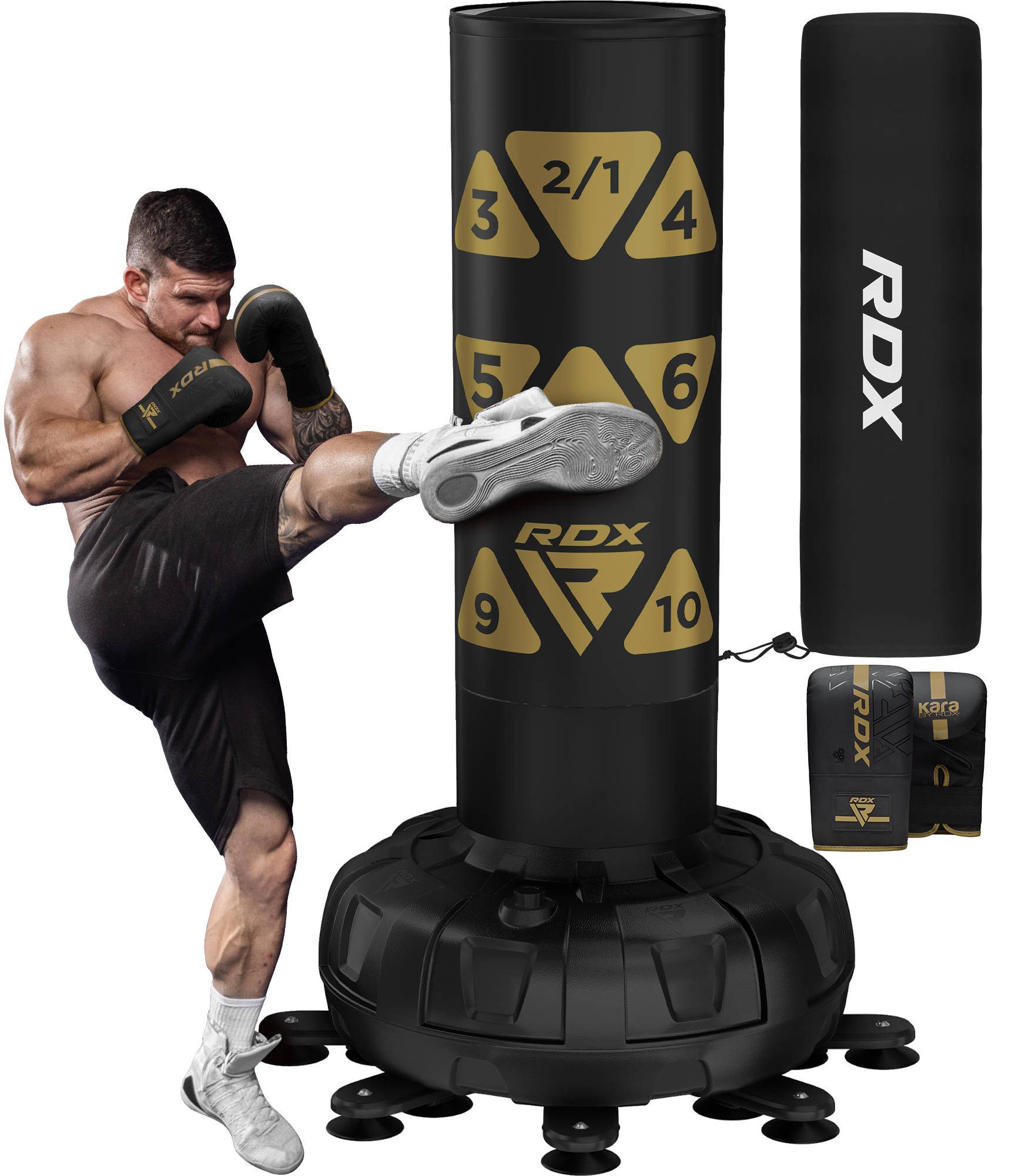 RDX Sports Boxsack RDX Boxsack mit Handschuhen, 6FT Freistehend Kickboxen MMA Fitness
