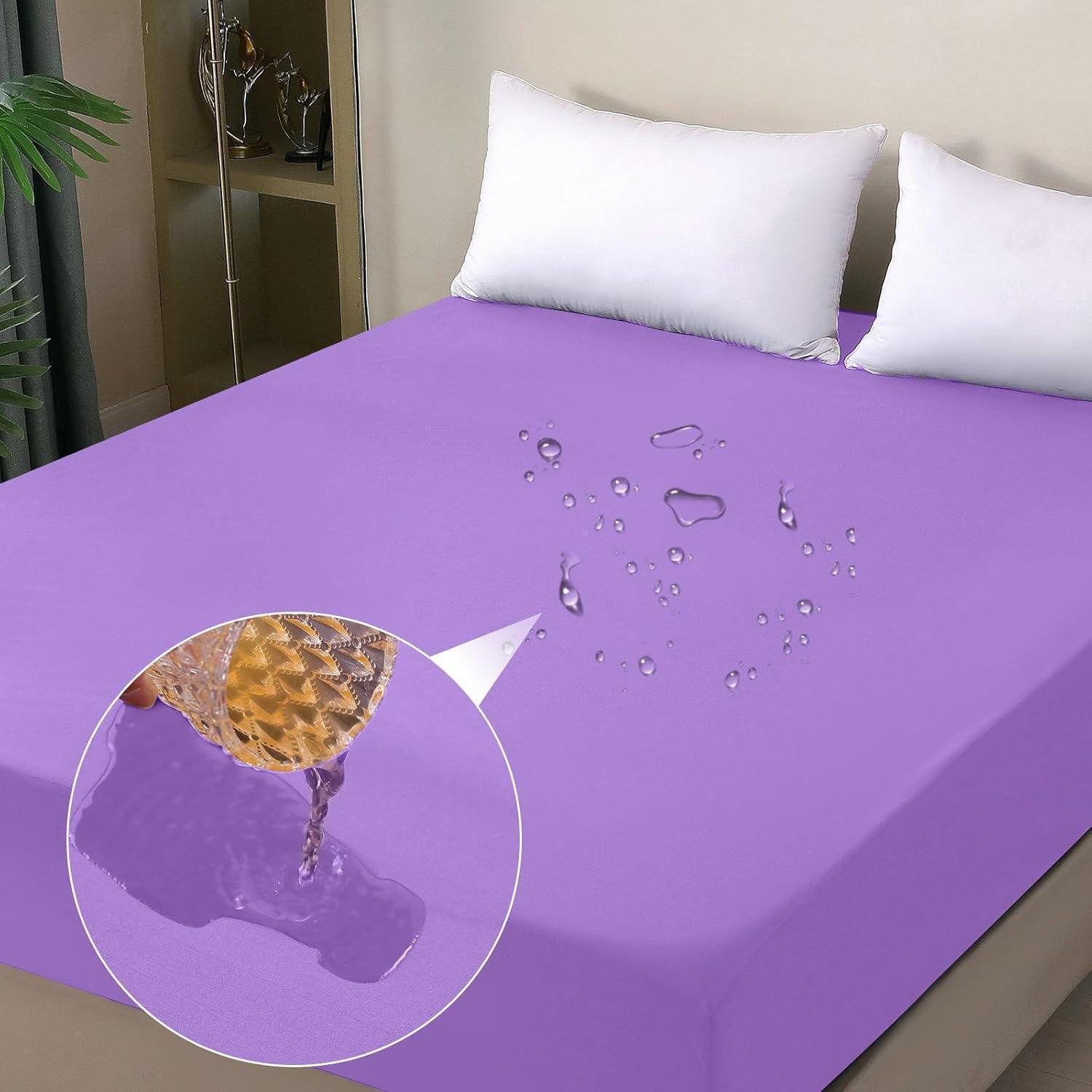 LuxusKollektion Spannbettlaken Matratzenschoner Wasserdicht 90x200cm Hellviolett 90×200cm