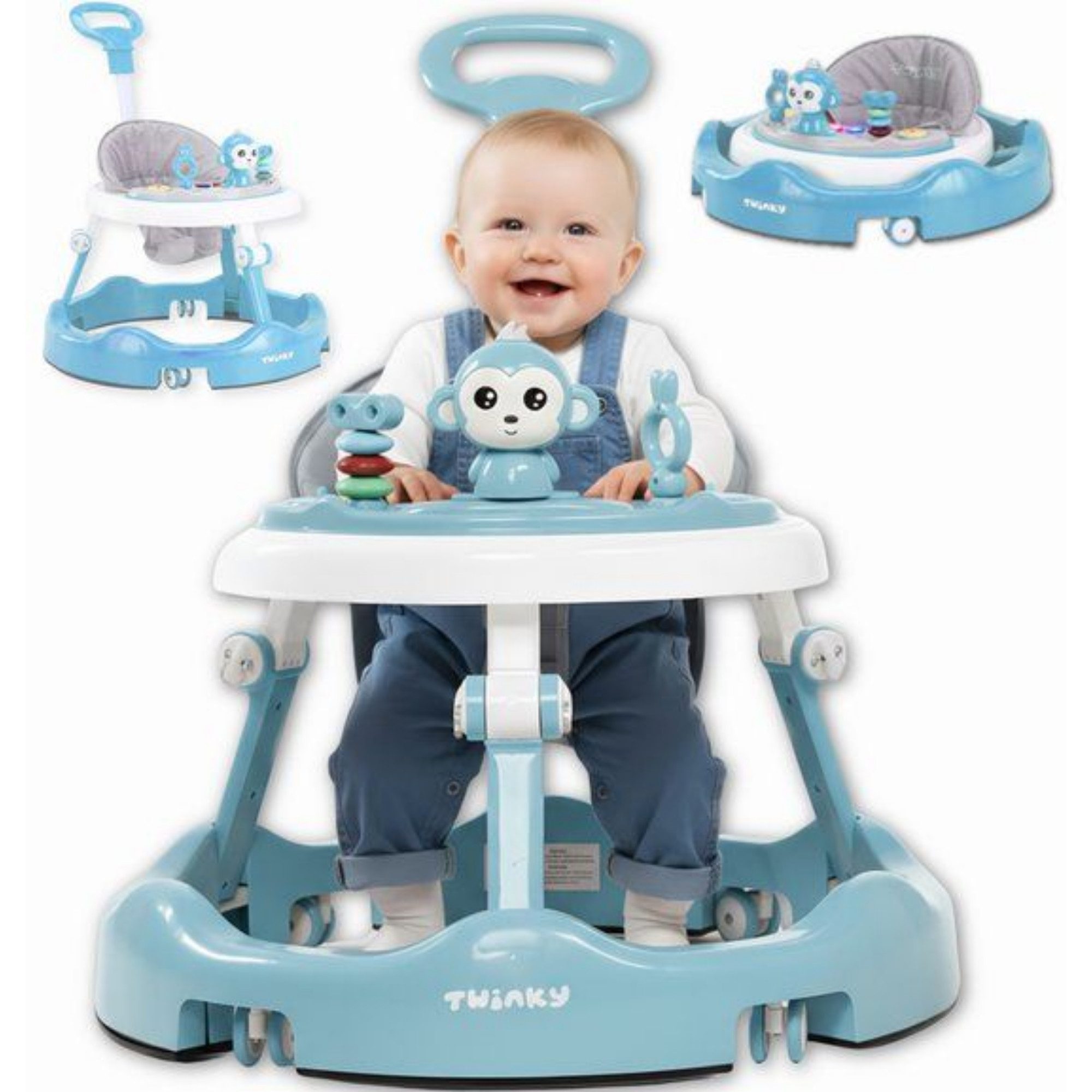 TWINKY Babywalker Höhenverstellbarer 4 in 1 Lauflernhilfe Lauflernwagen, (Bedienungsanleitung für Babywalker)