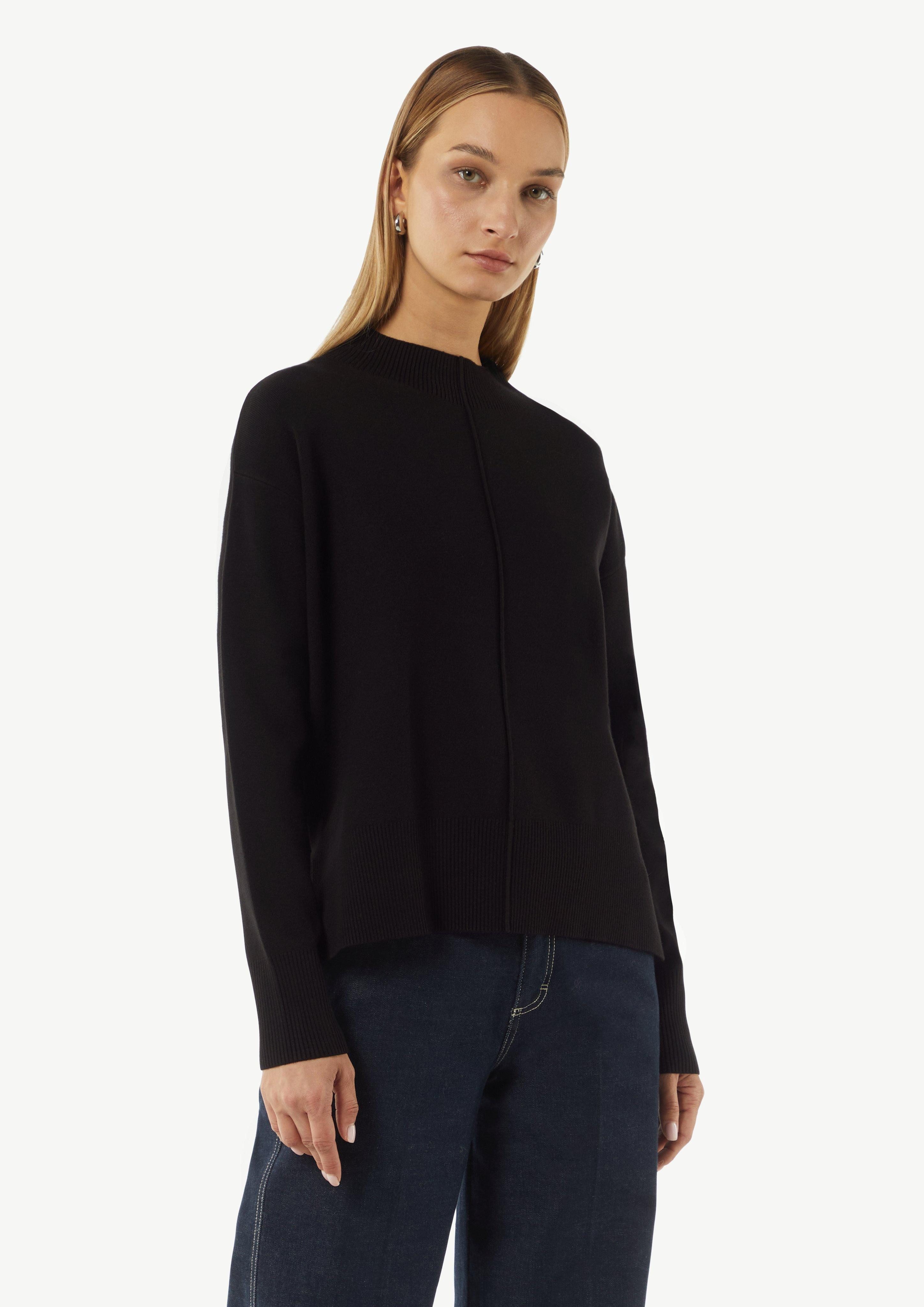 Langarmshirt Strickpullover mit seitlich geschlitztem Saum